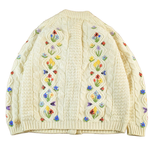 Other Clothing > Women's Clothing > Sweaters > Cardigans Vintage 1980s Floral Knit Cardigan Sweater Women's Medium