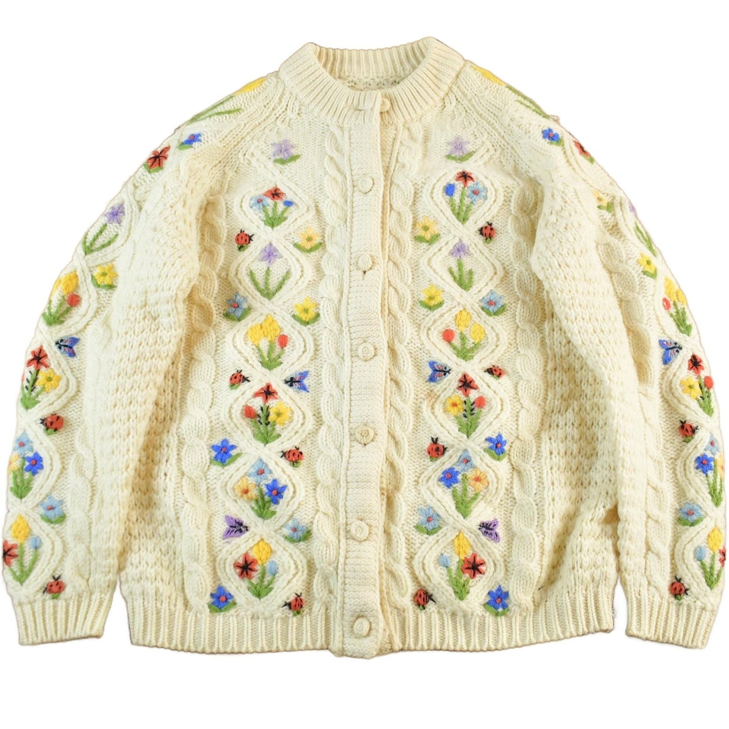 Other Clothing > Women's Clothing > Sweaters > Cardigans Vintage 1980s Floral Knit Cardigan Sweater Women's Medium