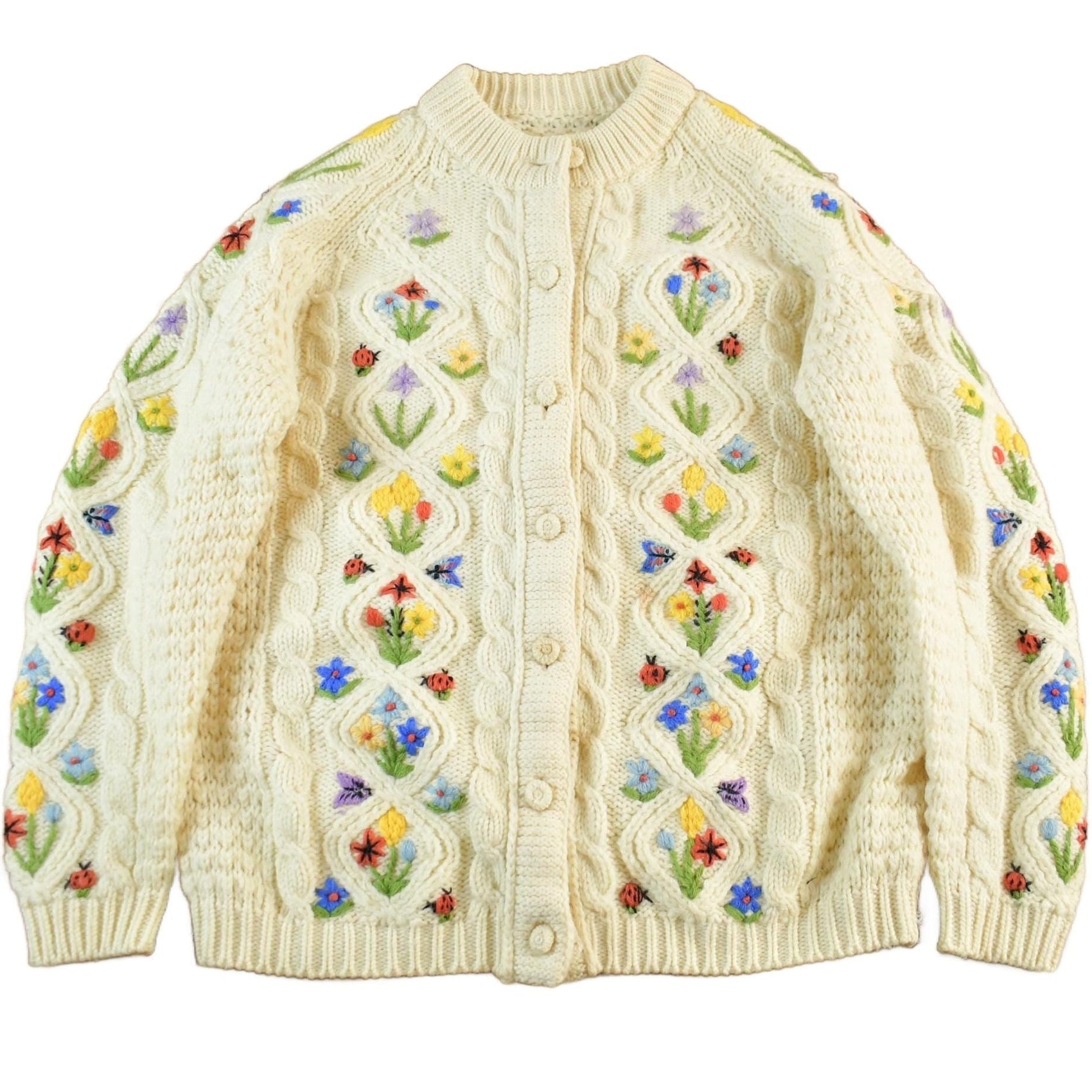 Other Clothing > Women's Clothing > Sweaters > Cardigans Vintage 1980s Floral Knit Cardigan Sweater Women's Medium