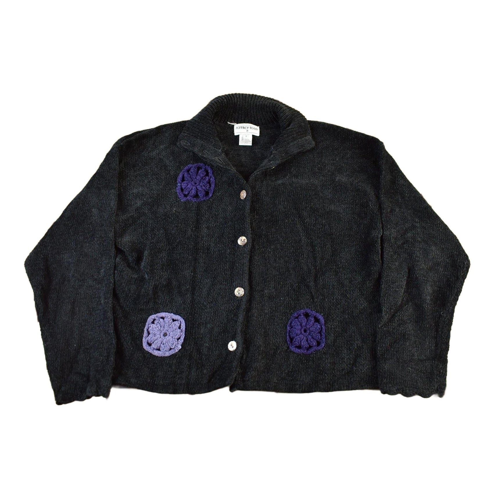 Other Clothing > Women's Clothing > Sweaters > Cardigans Vintage 1990s Jeffrey Todd Knit Floral Cardigan Sweater Women's Medium