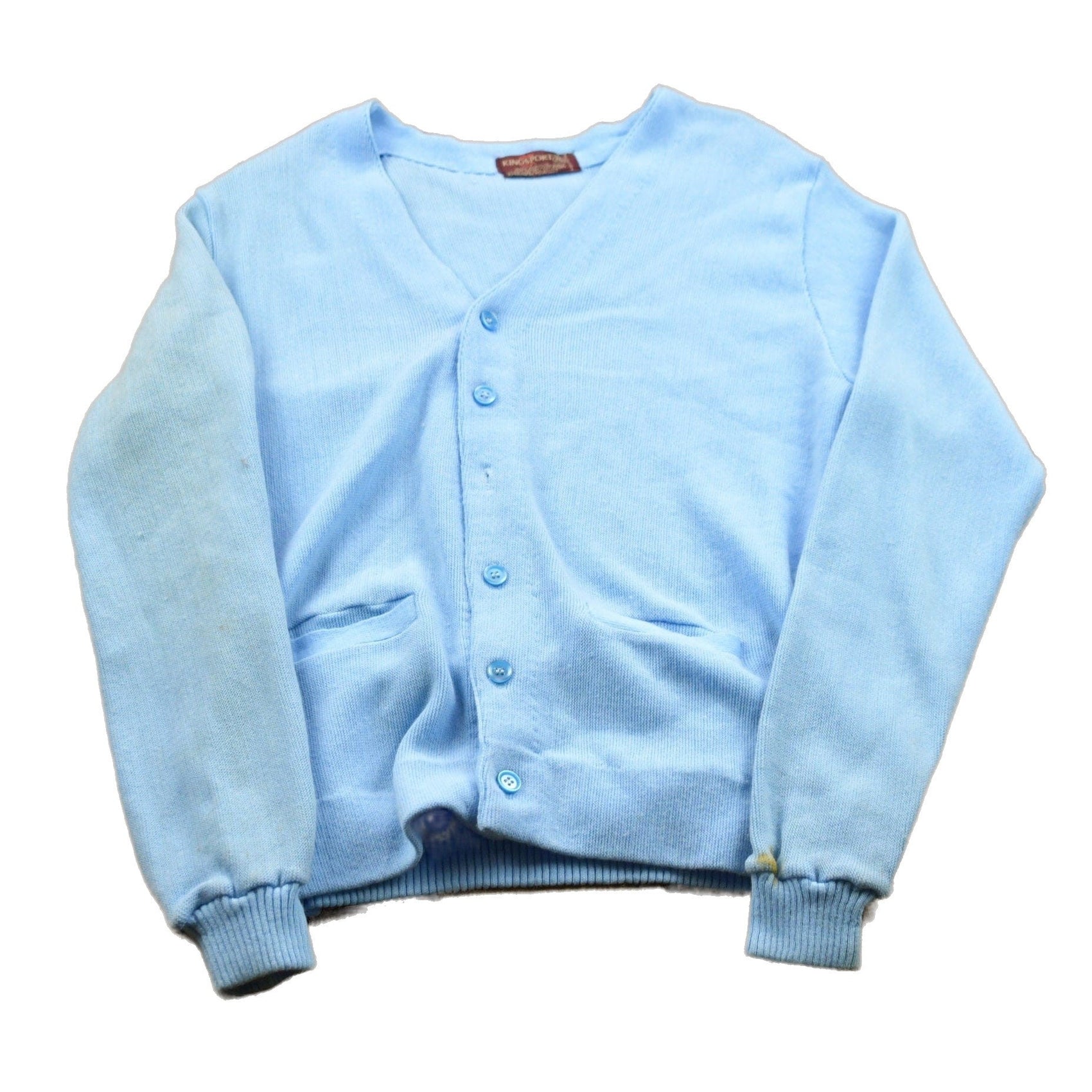 Other Clothing > Women's Clothing > Sweaters > Cardigans Vintage 1990s King Sport Light Blue Knitted Cardigan Sweater Men's Small