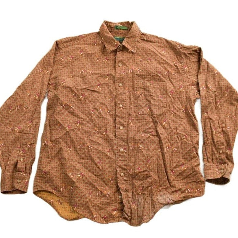 Other Clothing > Women's Clothing > Tops & Tees > Blouses Vintage 1970s Embassy Row All Over Print Horse Theme Button-Up Shirt Men's Medium