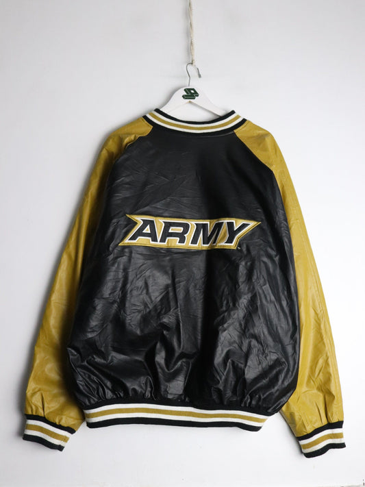 Other Jackets & Coats Army Jacket Mens 2XL Black PVC Leather Varsity