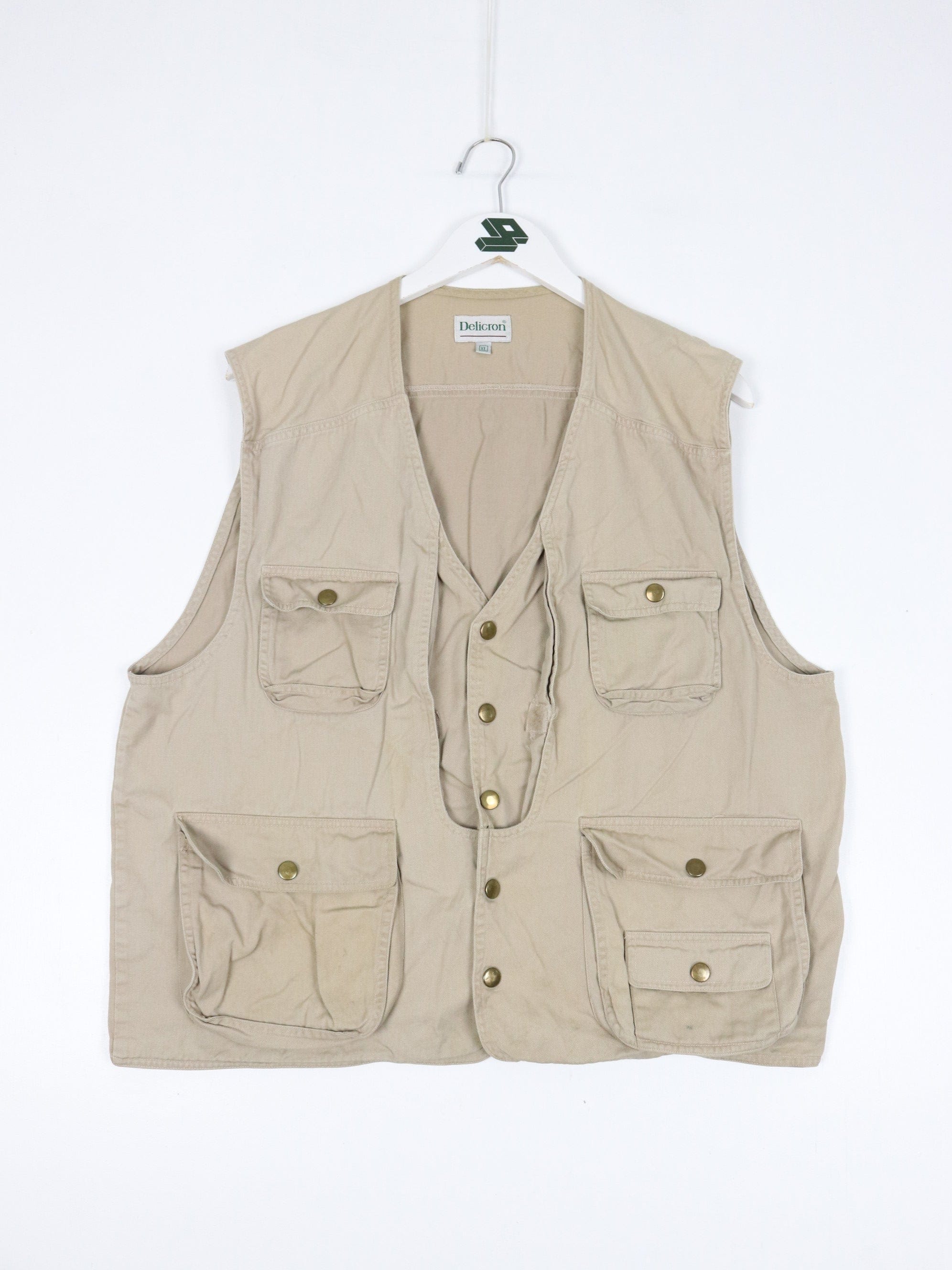 Delicron Vest Mens XL Short Brown Fishing Outdoors Jacket
