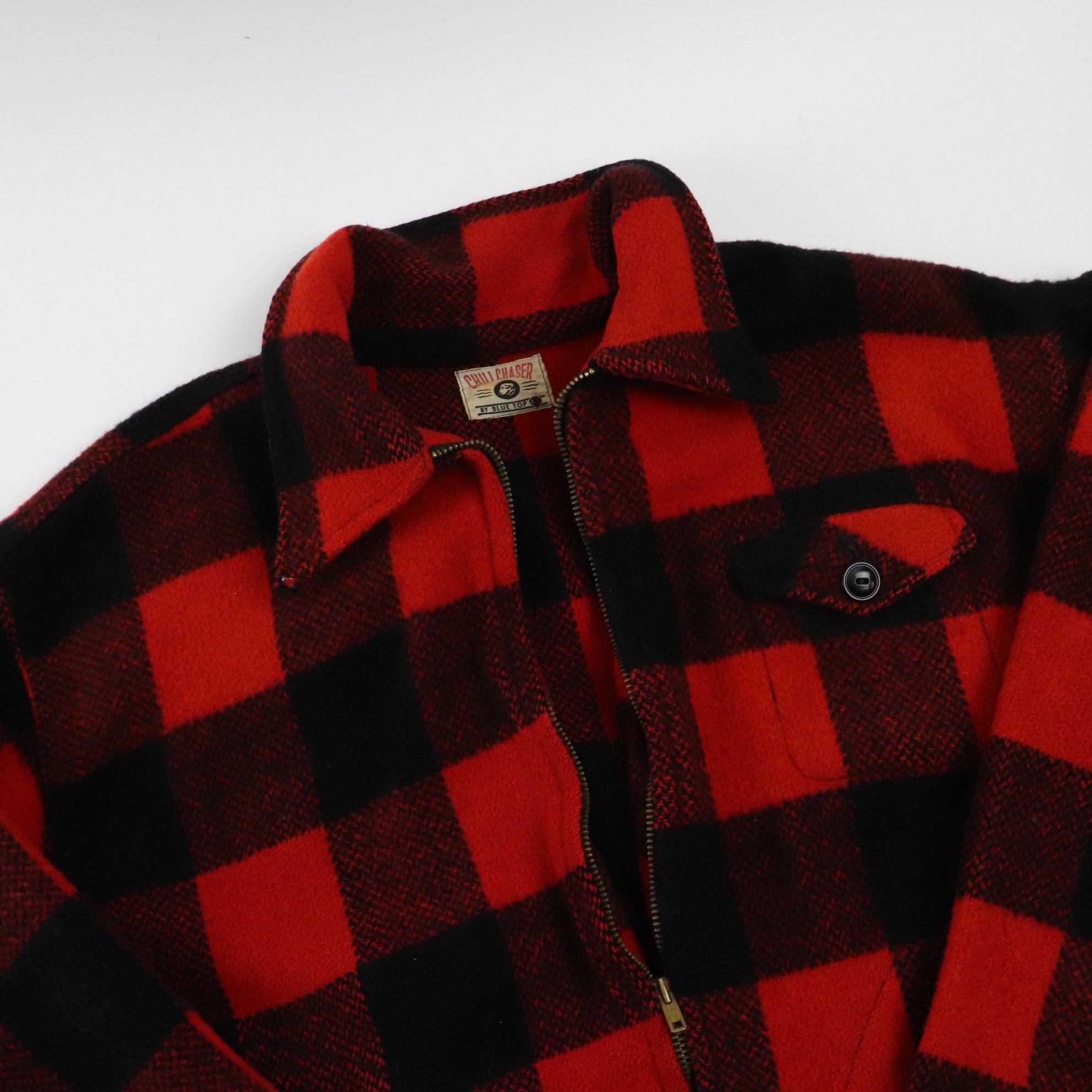 Vintage 60s Chill Chaser Jacket Mens Medium Red Wool Plaid By Blue