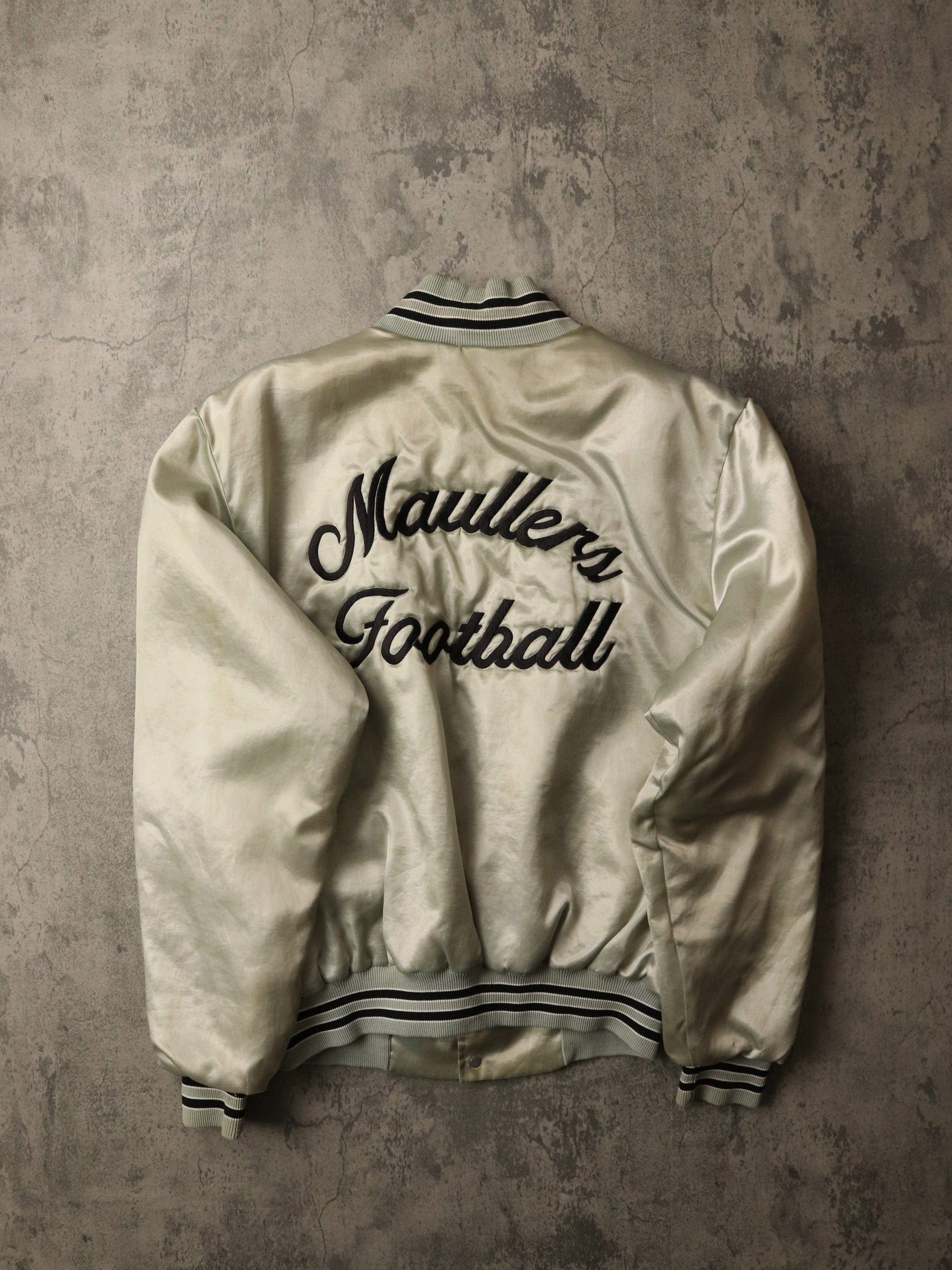 Other Jackets & Coats Vintage Maullers Football Jacket Mens Large Grey Satin Snap On Coat