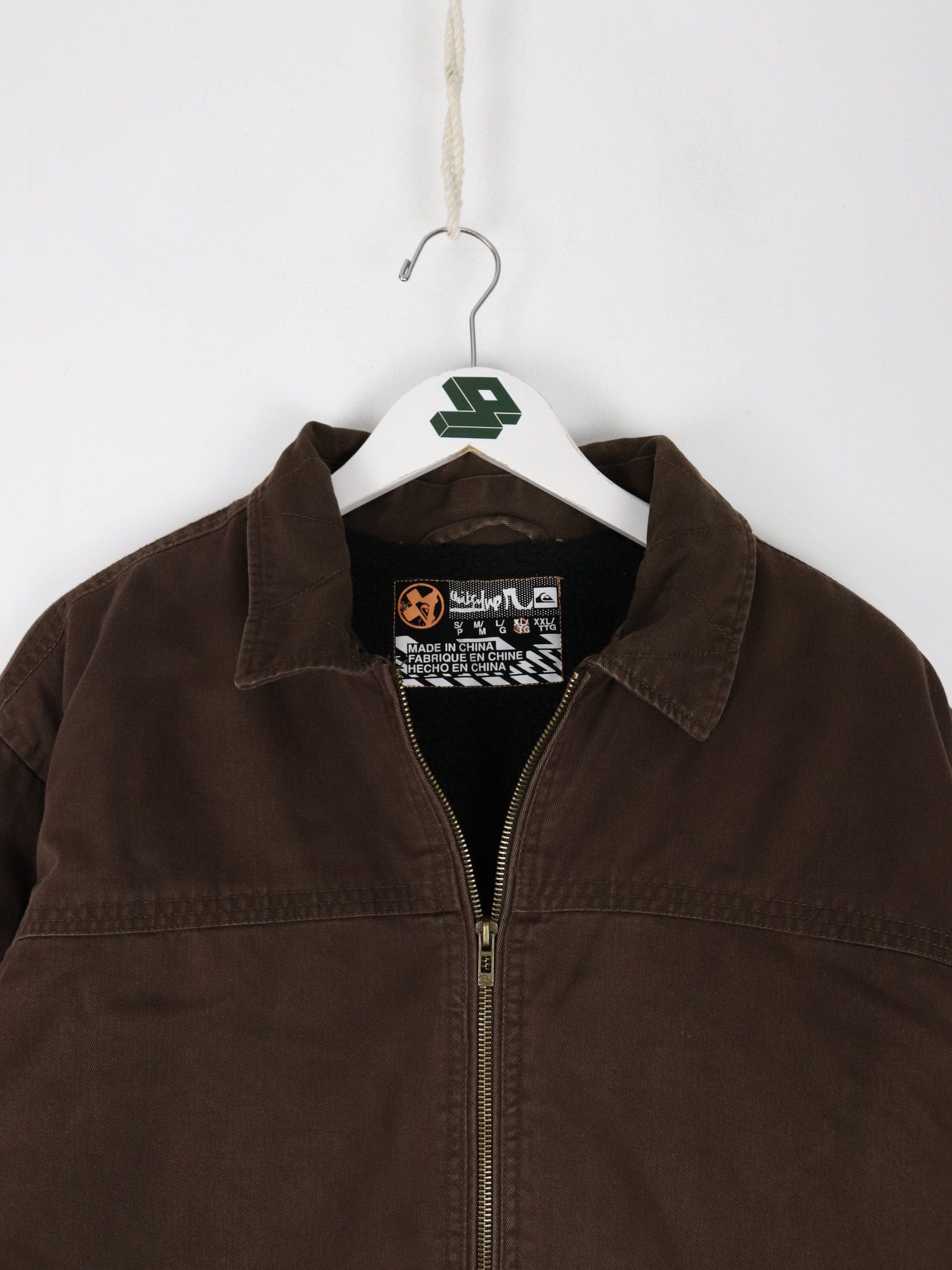 Vintage Quiksilver Jacket Mens XL Brown Harrington Coat Lined