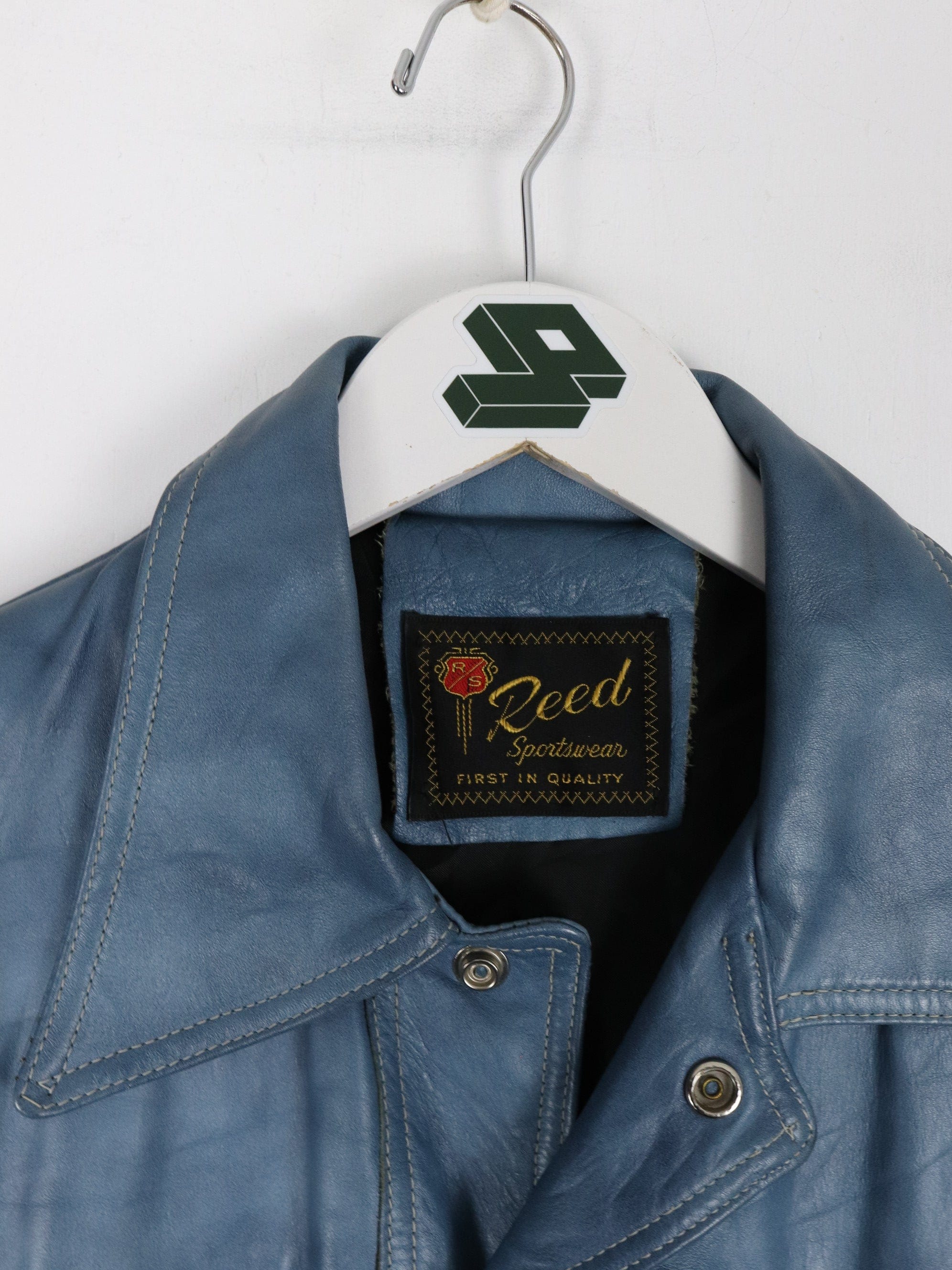Vintage Reed Jacket Mens Small Blue Leather Coat – Proper Vintage