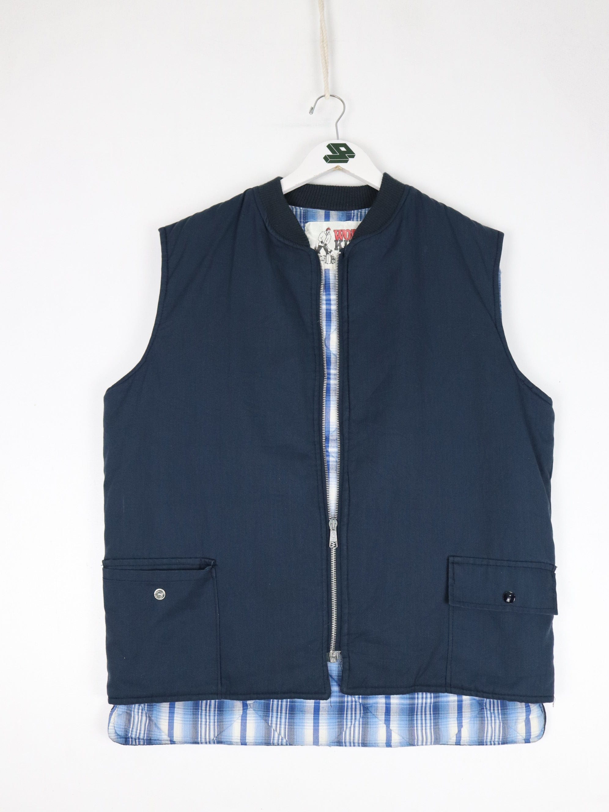 Vintage Work King Vest Mens Large Blue Work Wear Jacket