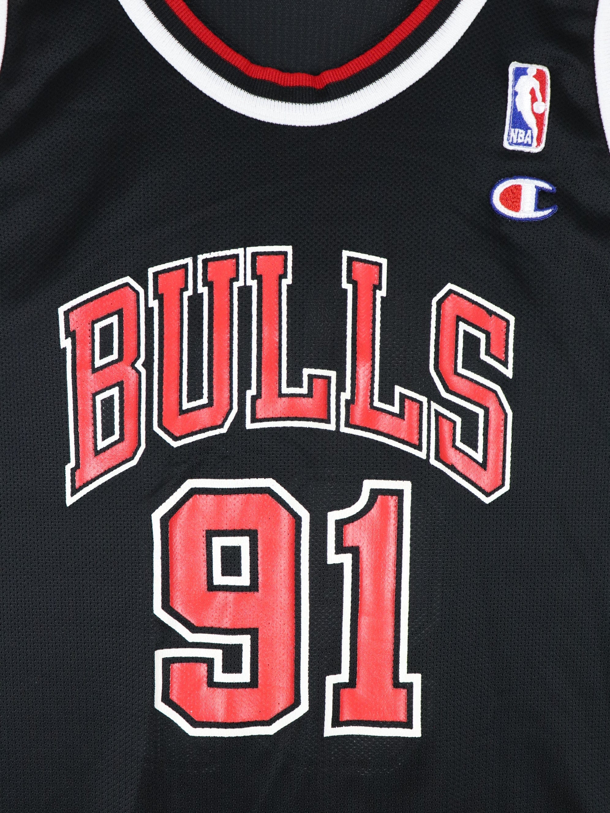 Vintage Dennis Rodman Chicago Bulls champion youth size jersey large 14 -  16 Home court colorway white with red accents this is a vintage champions p  for Sale in Mesquite, TX - OfferUp