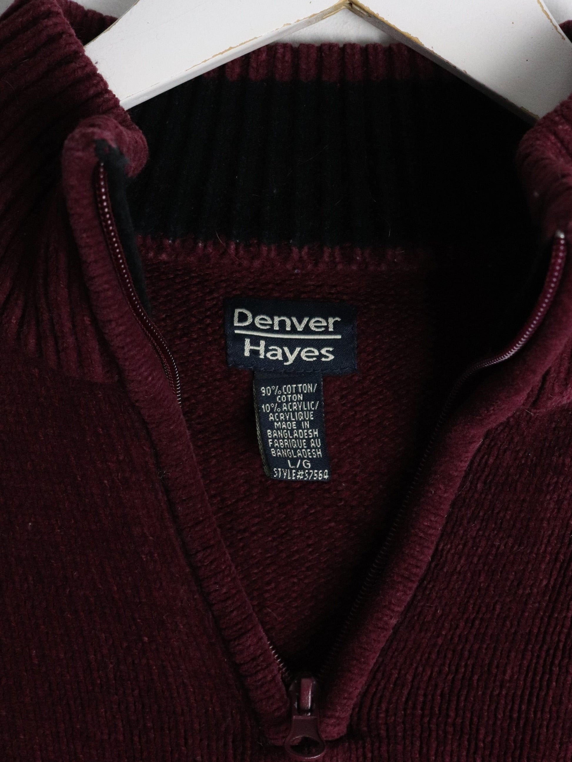 Other Knitwear Denver Hayes Sweater Mens Large Red Quarter Zip