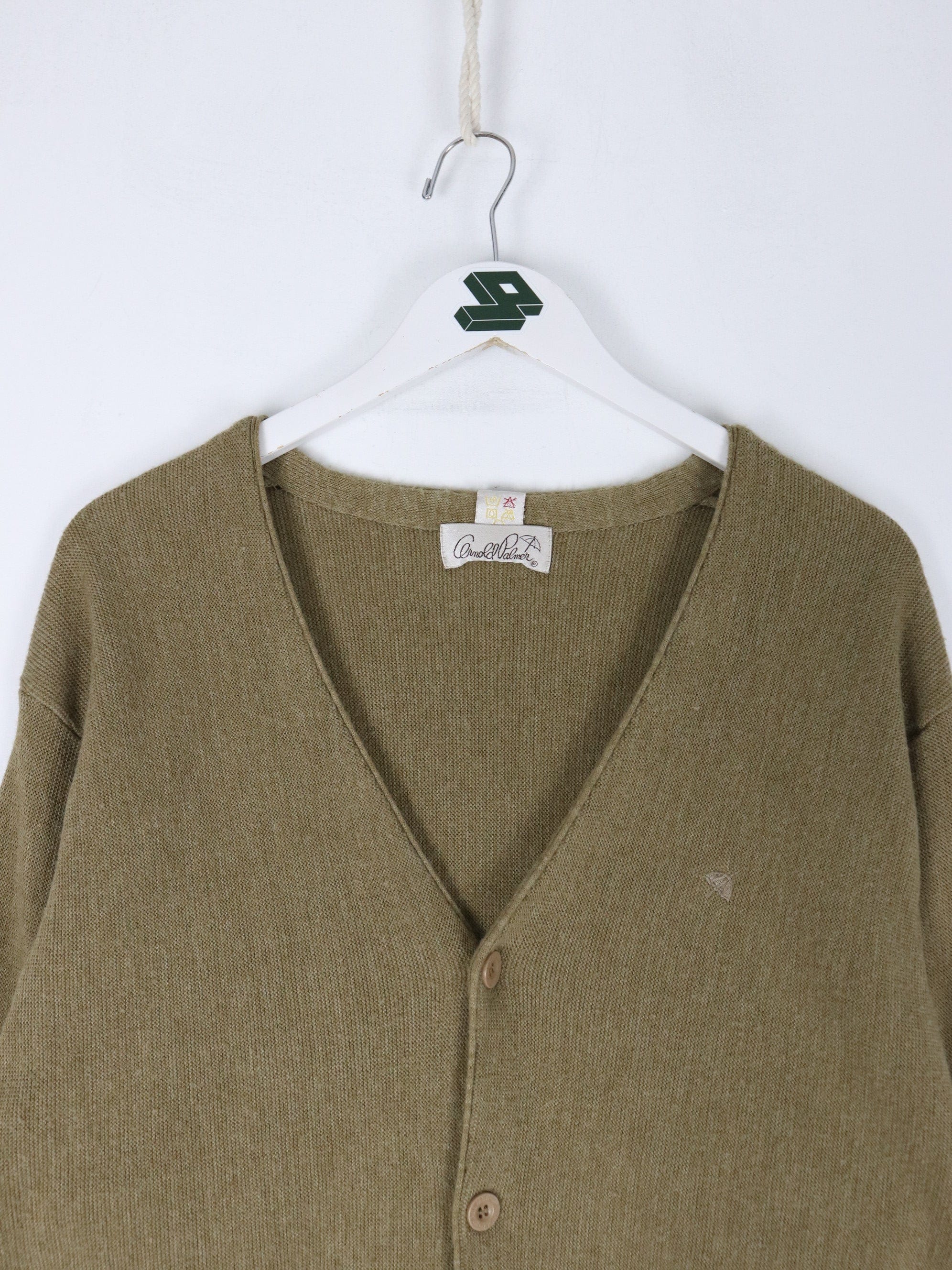 Vintage Arnold Palmer Sweater Mens XL Beige Knit Cardigan