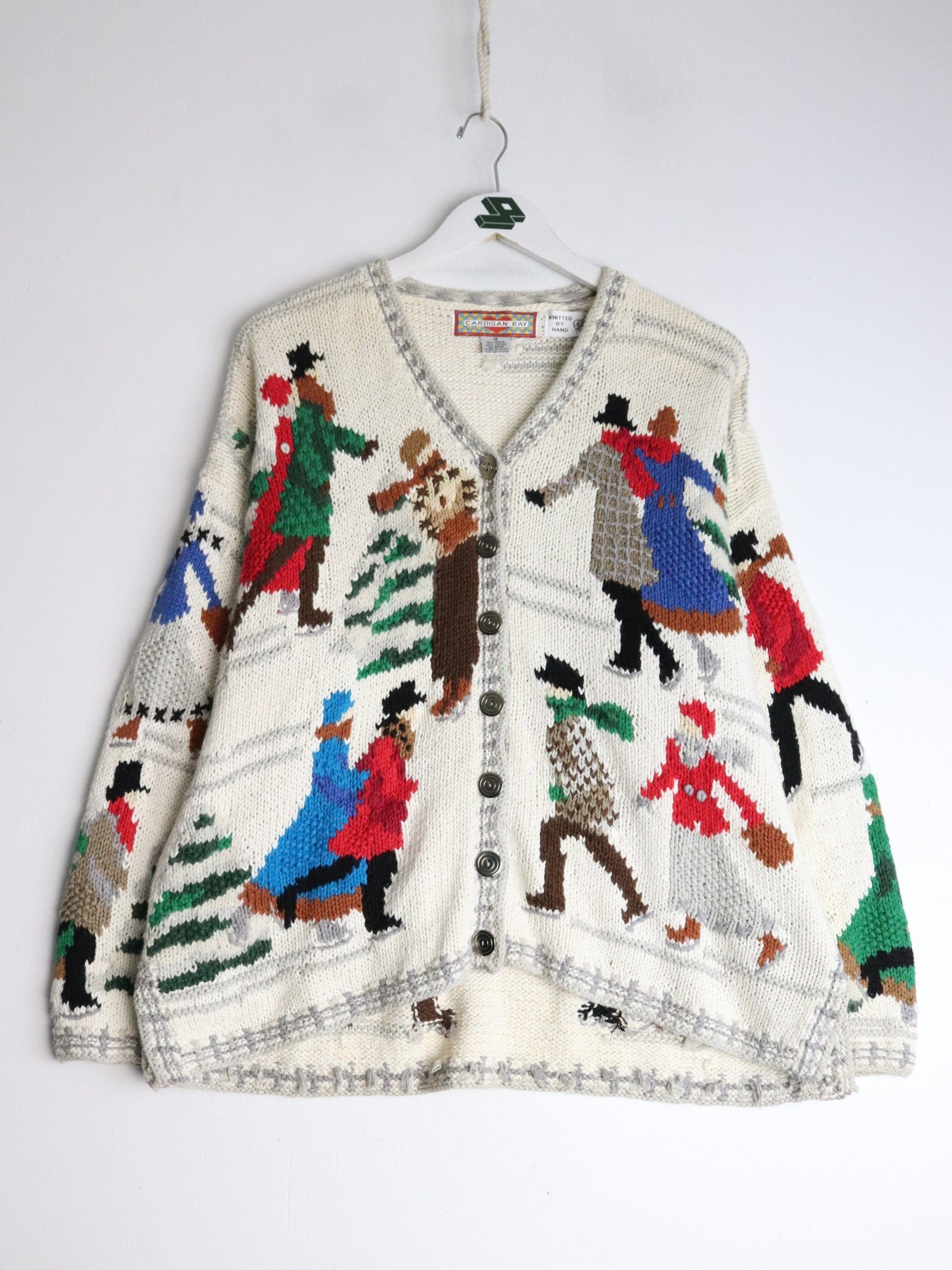 Other Knitwear Vintage Cardigan Bay Sweater Womens 1X White Hand Knit