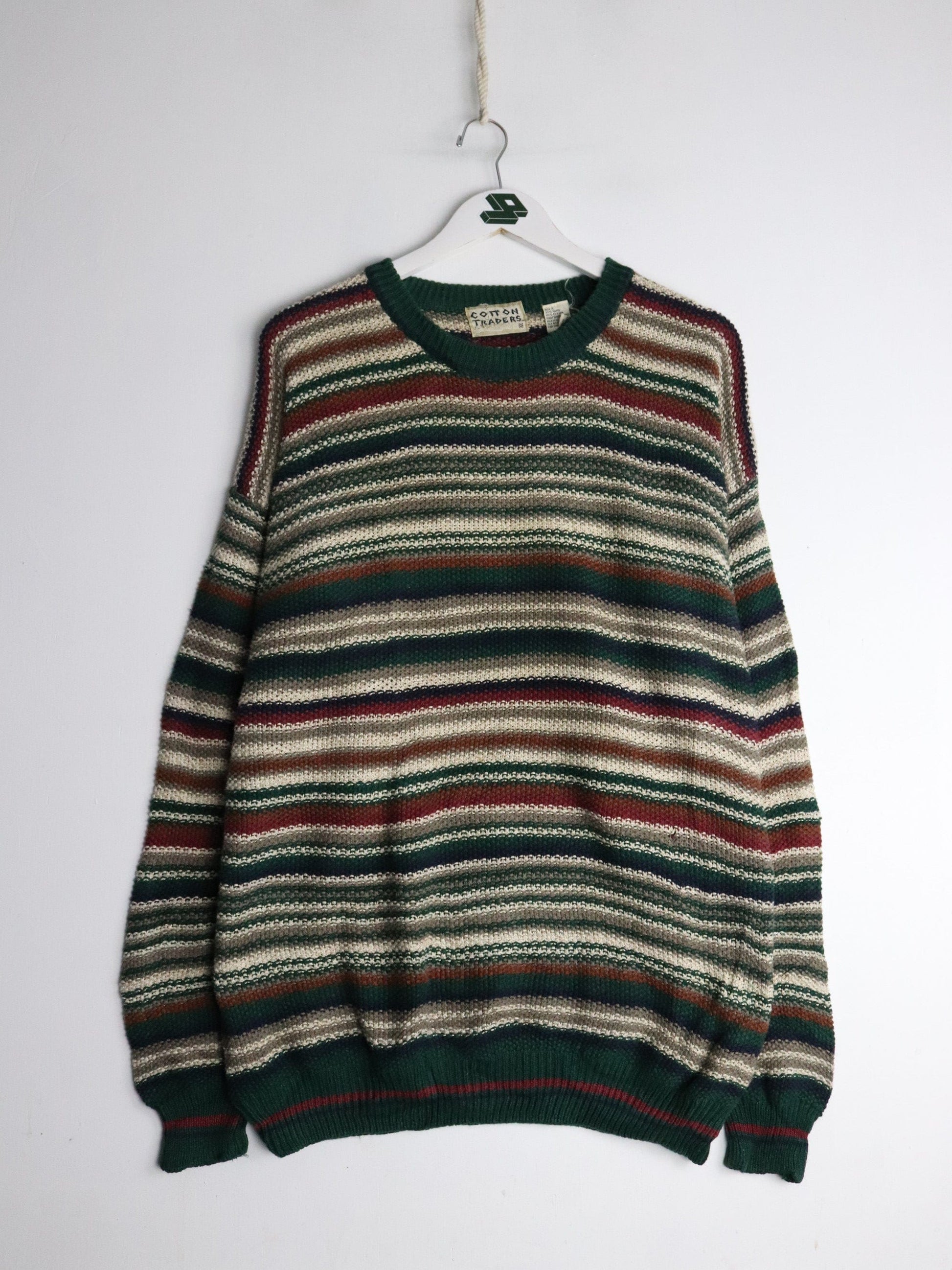 Other Knitwear Vintage Cotton Traders Sweater Mens Large Green Striped Knit