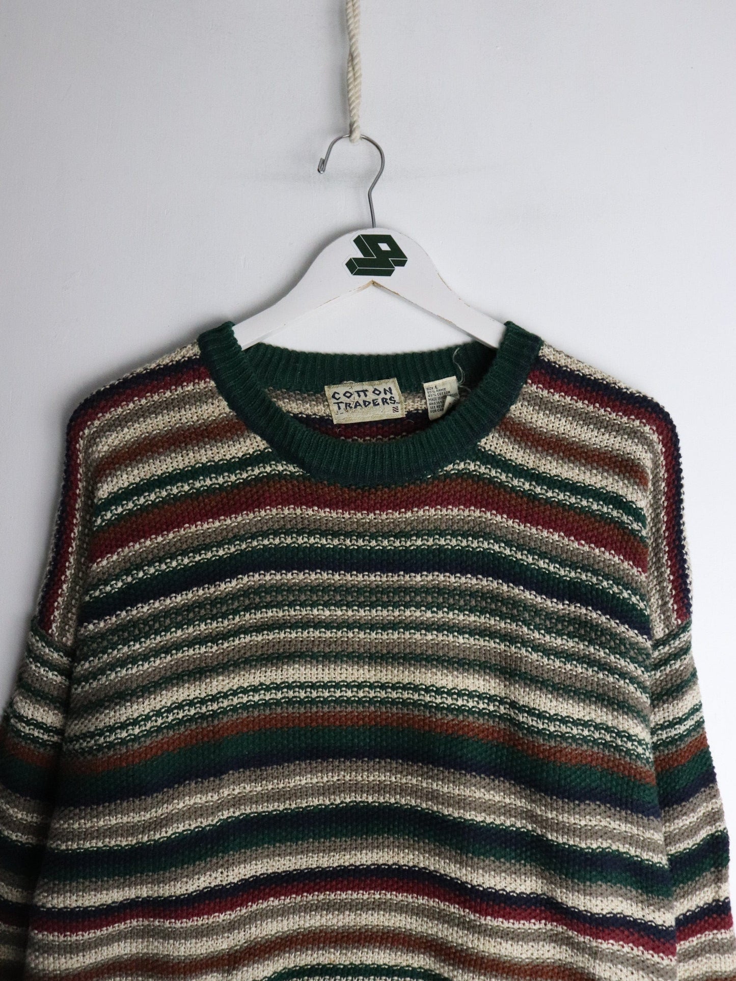 Other Knitwear Vintage Cotton Traders Sweater Mens Large Green Striped Knit