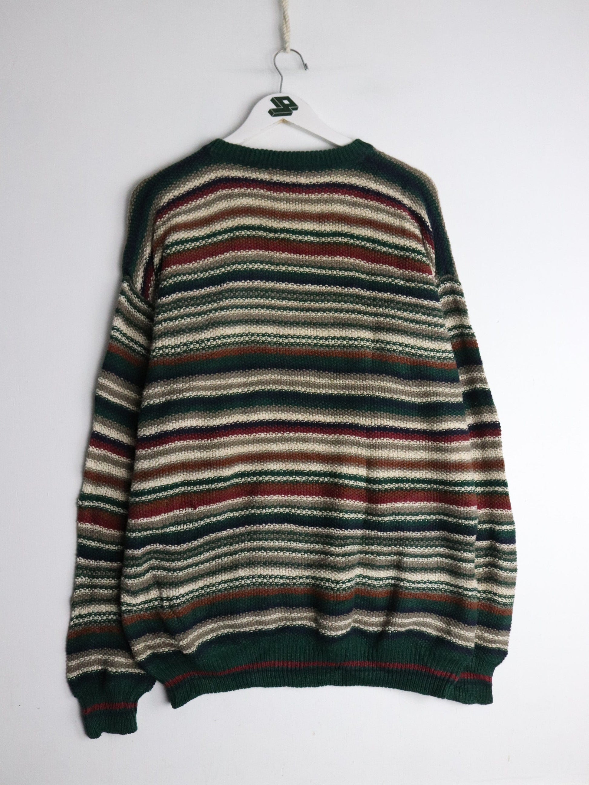 Other Knitwear Vintage Cotton Traders Sweater Mens Large Green Striped Knit