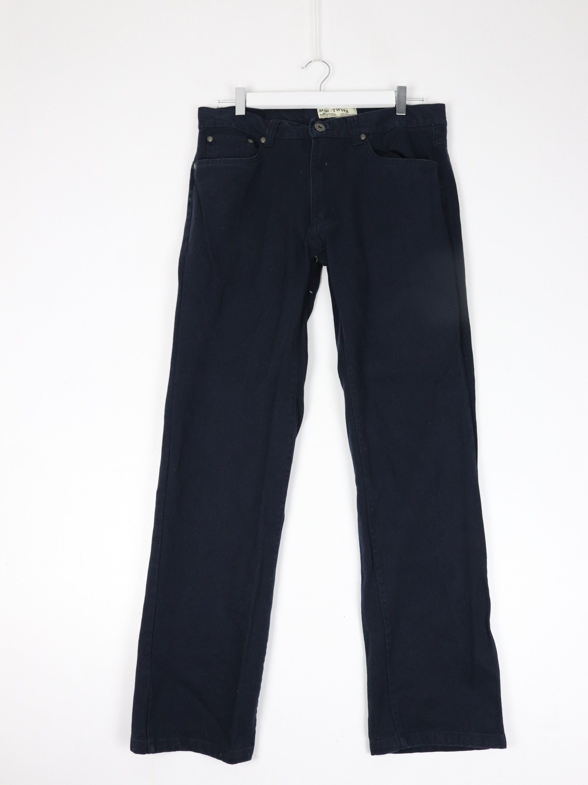 Moto Pants Mens 34 x 32 Blue Denim Jeans Slim Twill – Proper Vintage