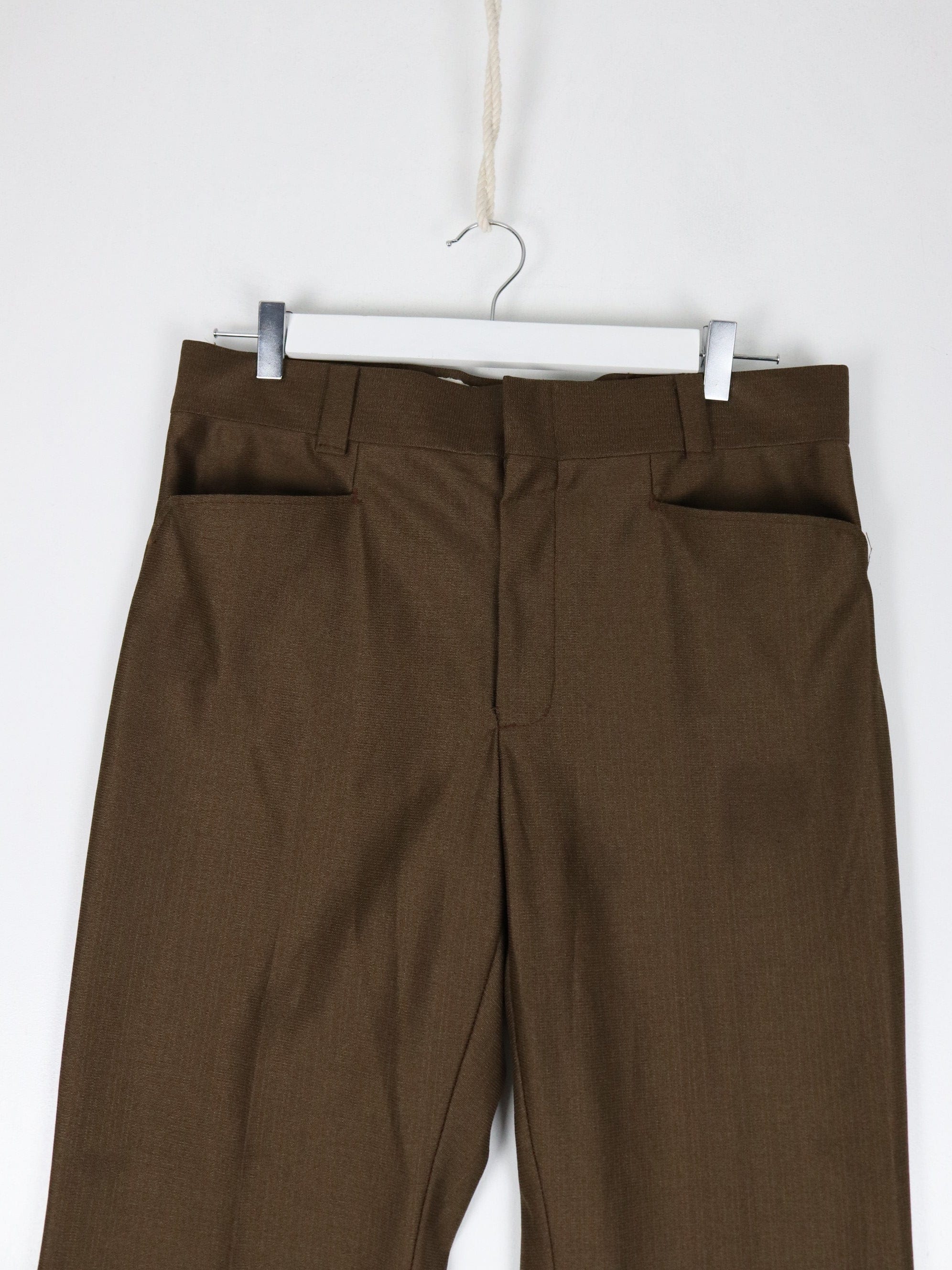 Vintage Dress Pants Mens 36 x 33 Green Pleated Trousers 70s 80s
