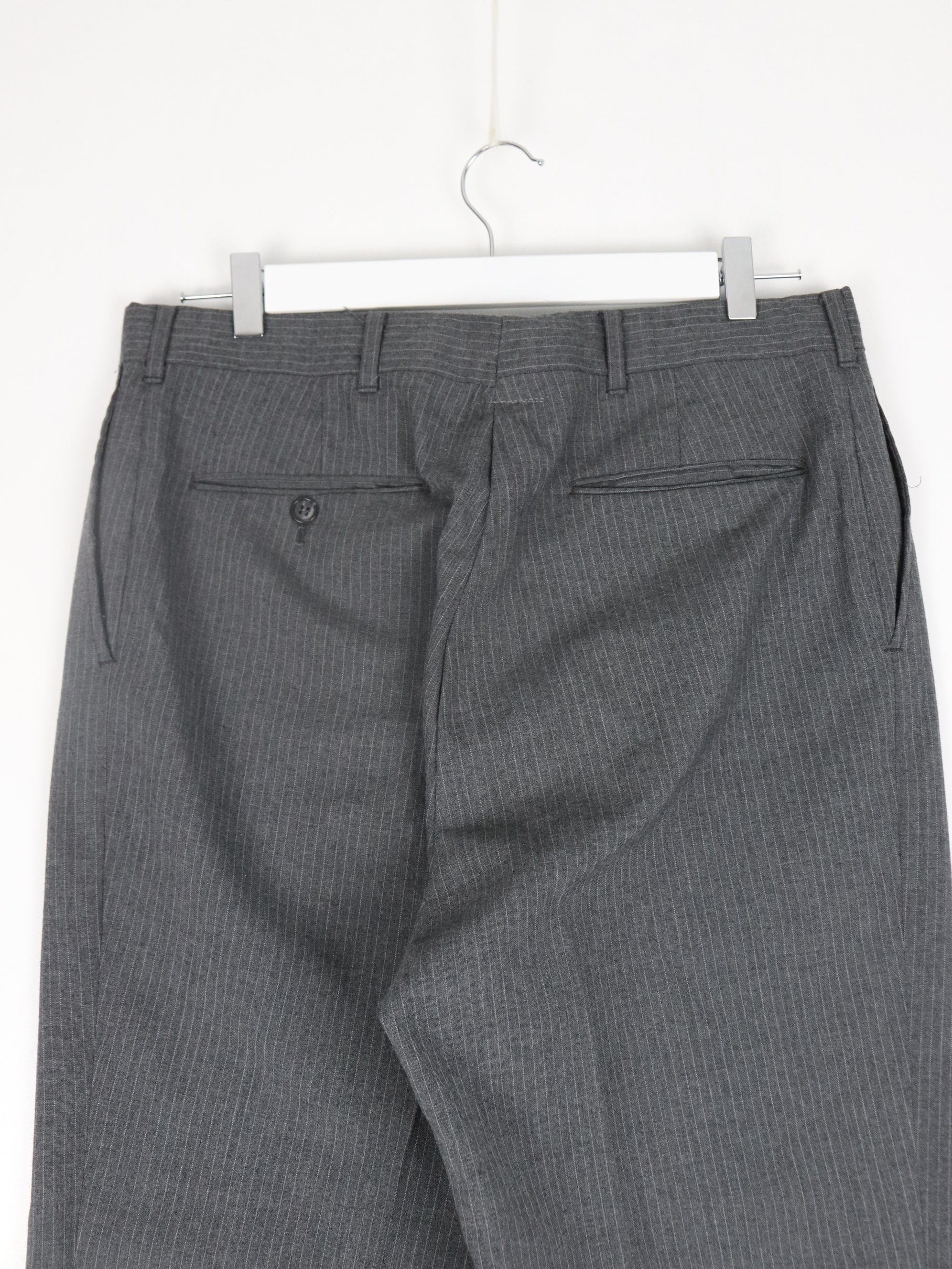 Vintage Dress Pants Mens 34 x 28 Grey Pinstripe Preppy 70s 80s