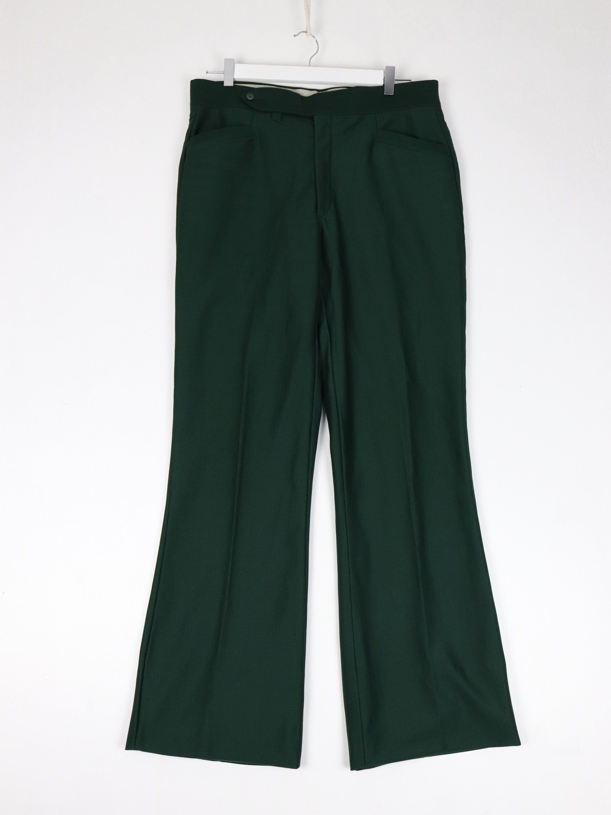 Vintage Dress Pants Mens 36 x 33 Green Pleated Trousers 70s 80s Flare –  Proper Vintage
