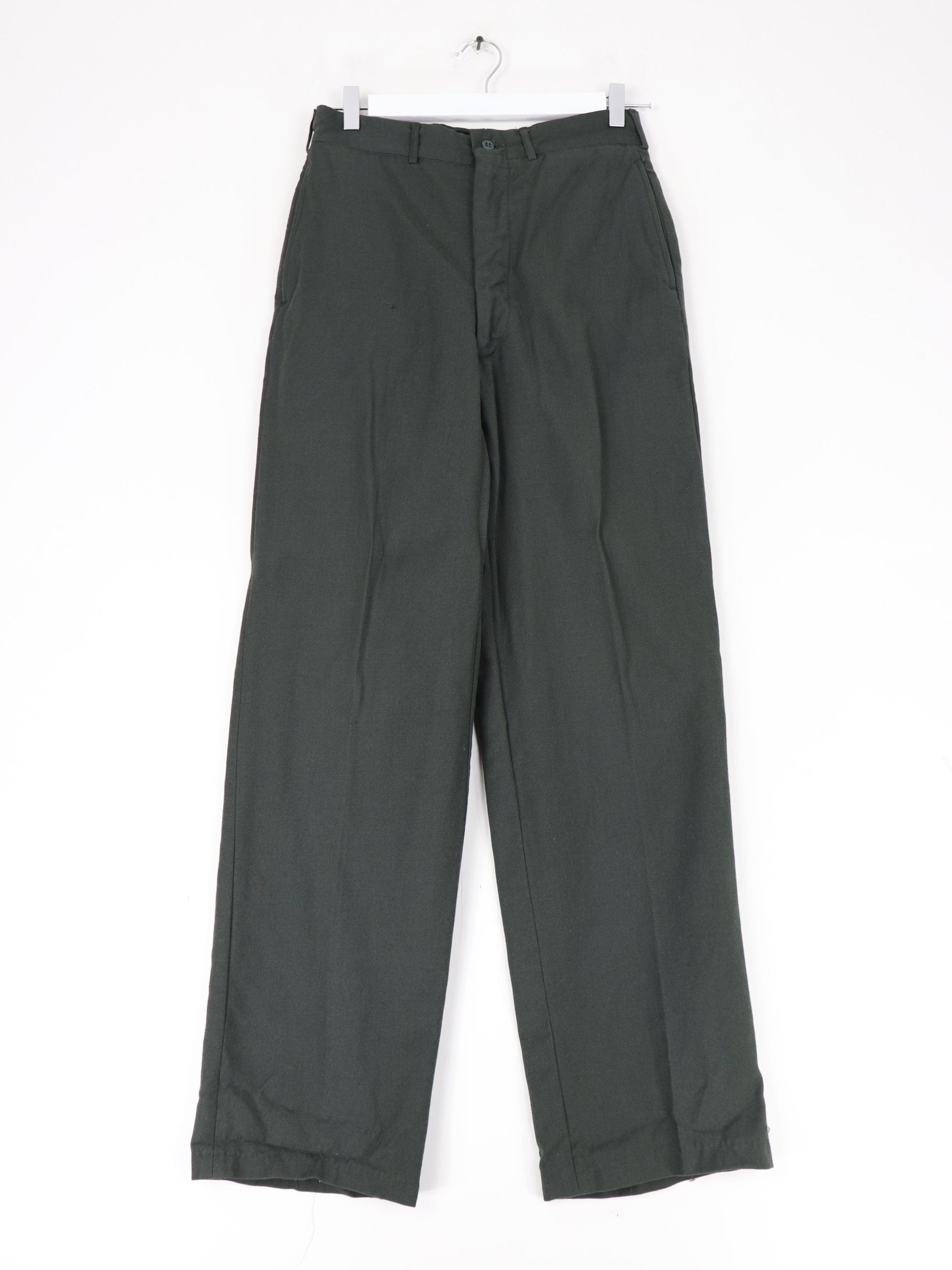 Vintage Military Pants Mens 28 x 30 Green Army Trousers Wool 70s