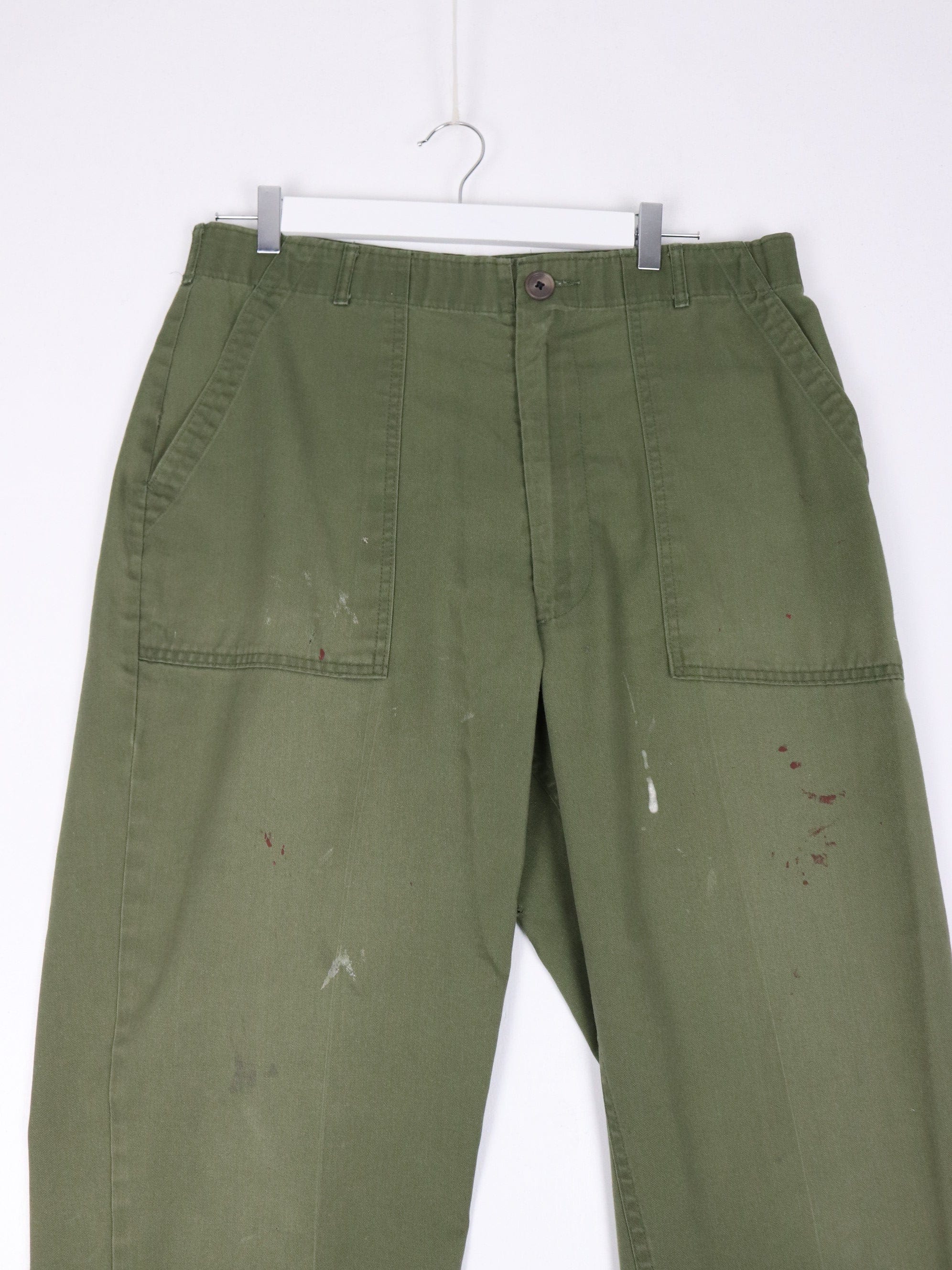 Vintage Military Pants Mens 36 x 27 Green Army Field Trousers