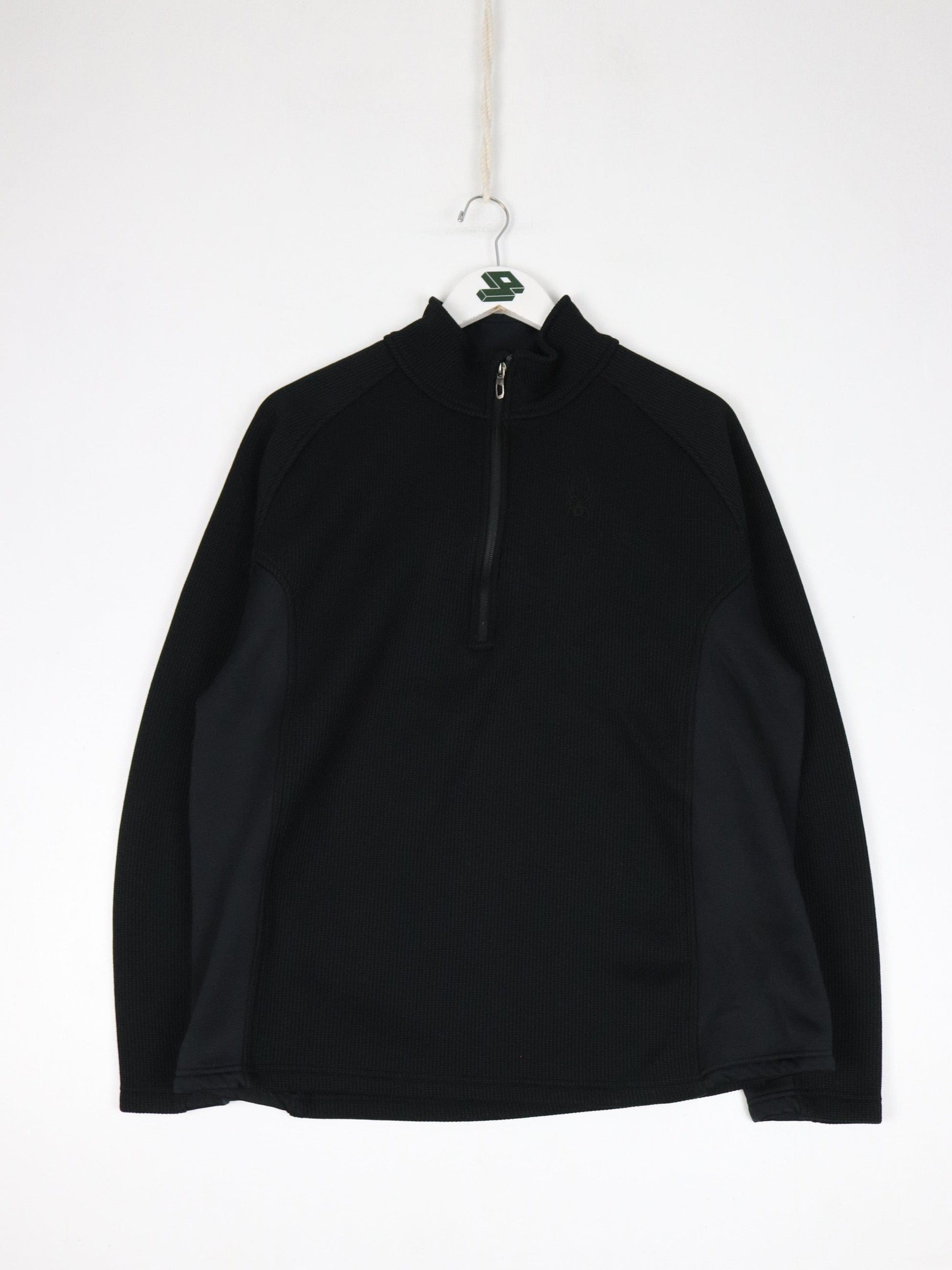 Other Sweatshirts & Hoodies Spyder Sweater Fits Mens Large Black Waffle Knit Racing Quarter Zip