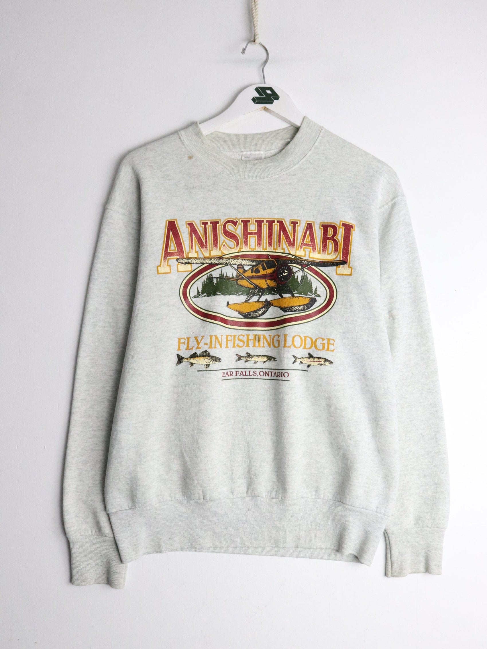 Other Sweatshirts & Hoodies Vintage Anishinabi Fishing Lodge Sweatshirt Mens Medium Grey 90s