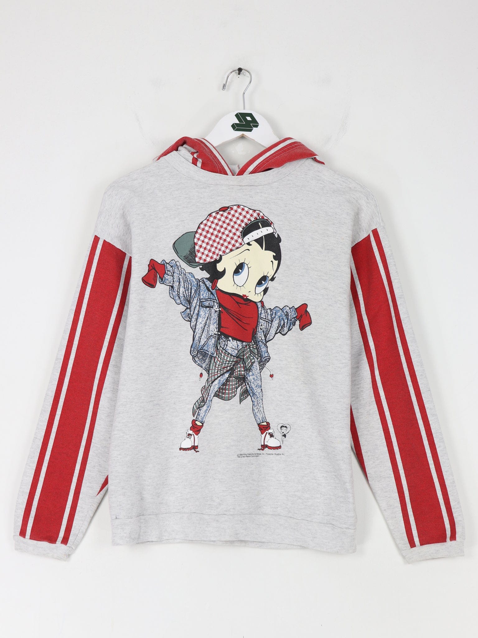 Vintage Betty Boop Hoodie Fits Womens Small Grey 90s Sweatshirt Cartoon