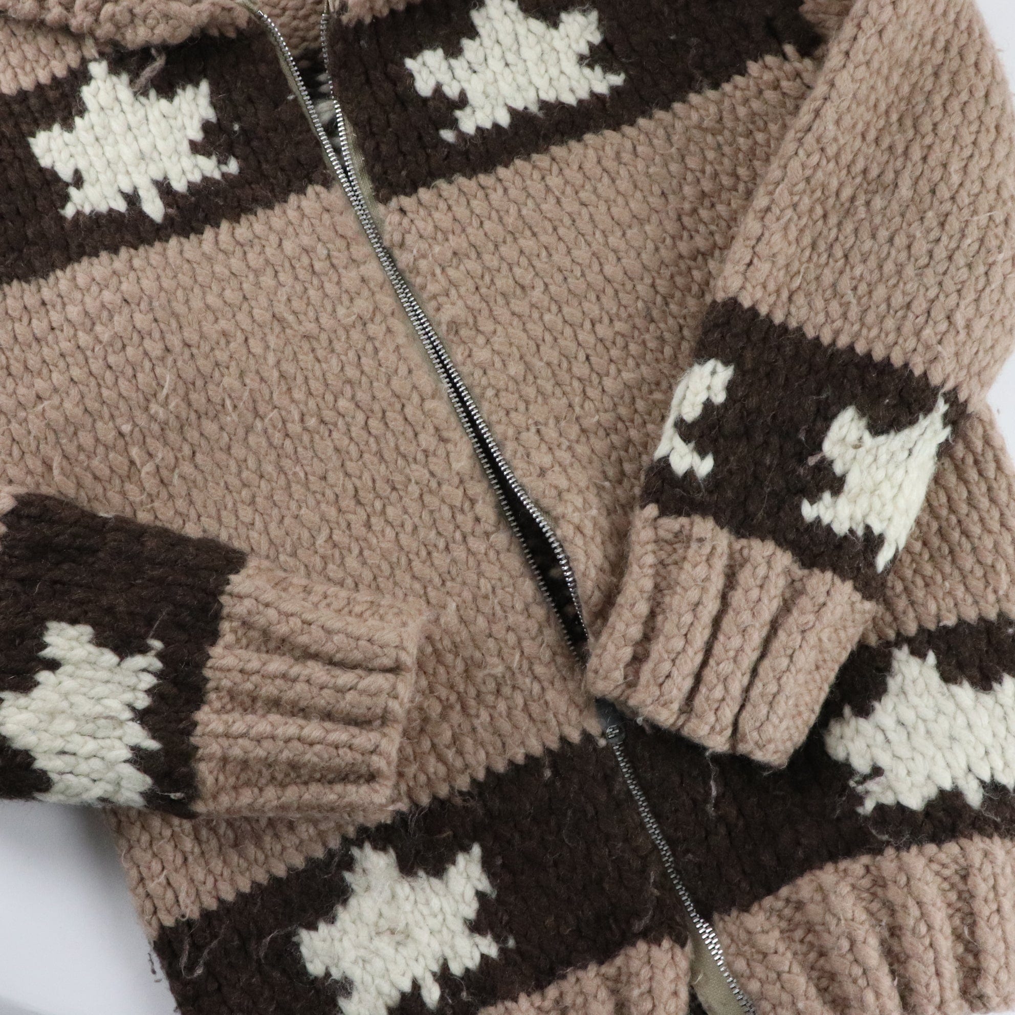 Vintage Cowichan Sweater Mens Medium Brown Knit Bison Full Zip 90s ...