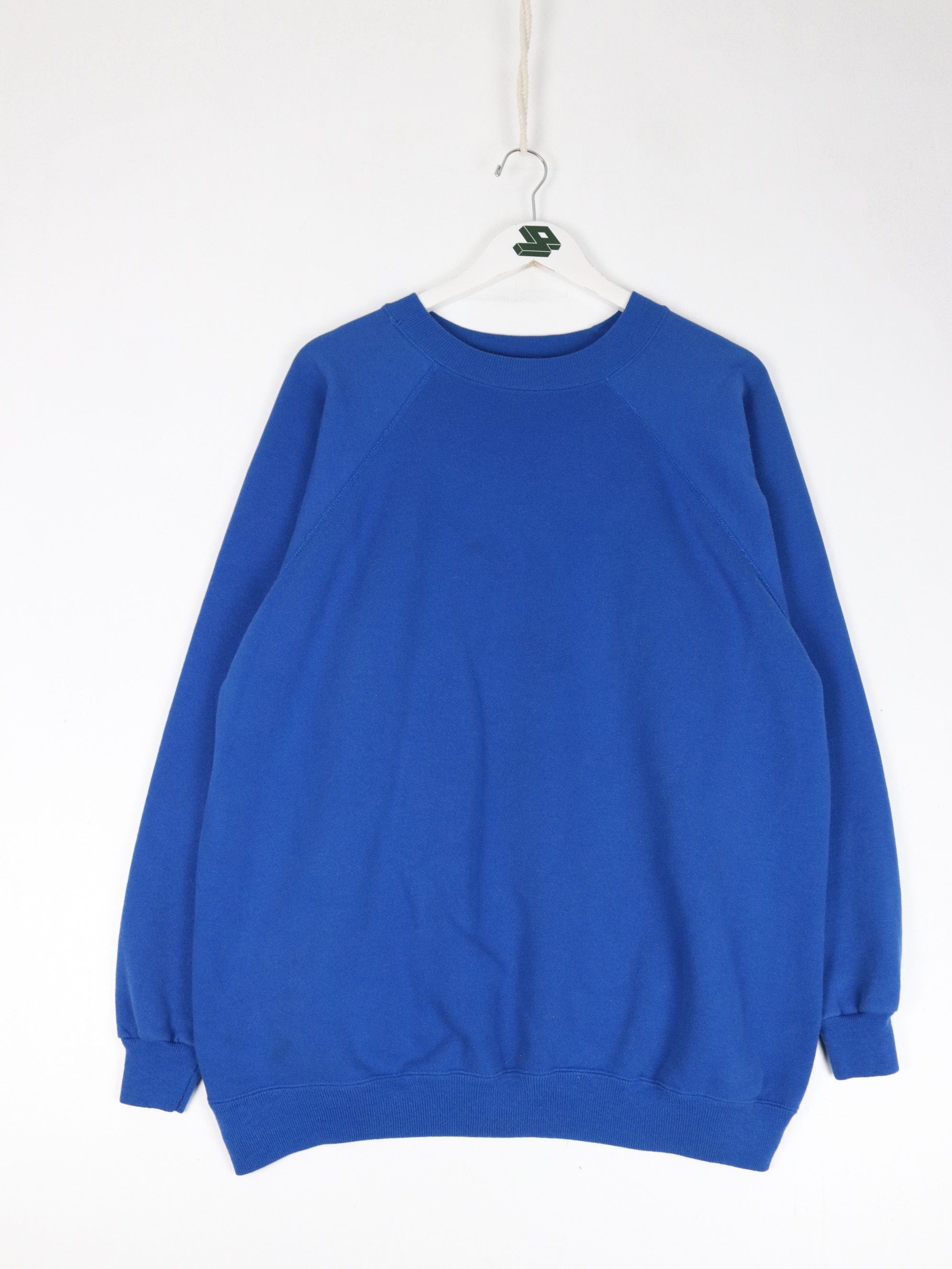 Vintage Hanes Her Ways Sweatshirt Mens 2XL Blue Blank Sweater