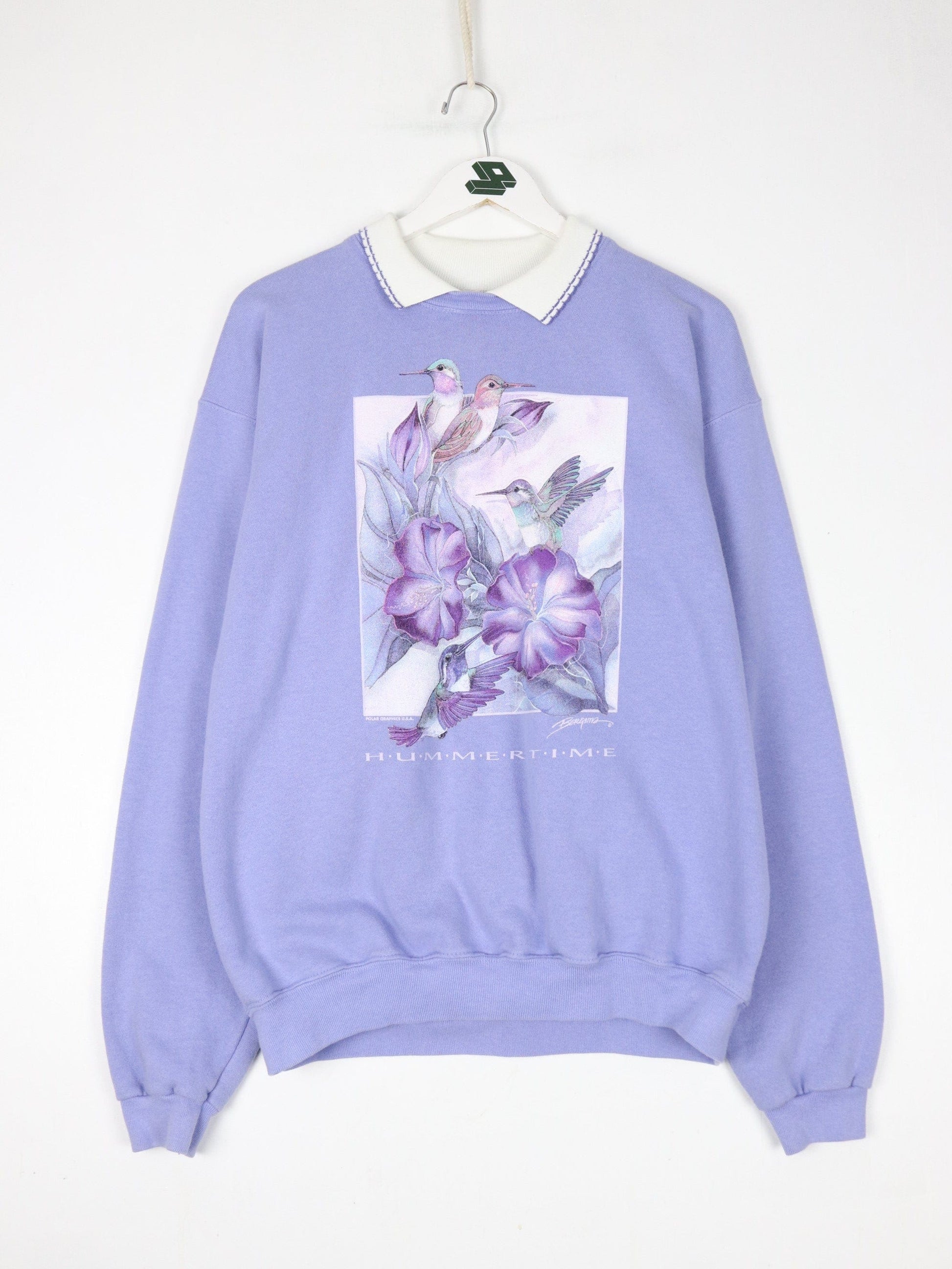 Other Sweatshirts & Hoodies Vintage Hummingbird Sweatshirt Mens Large Purple Collared 90s