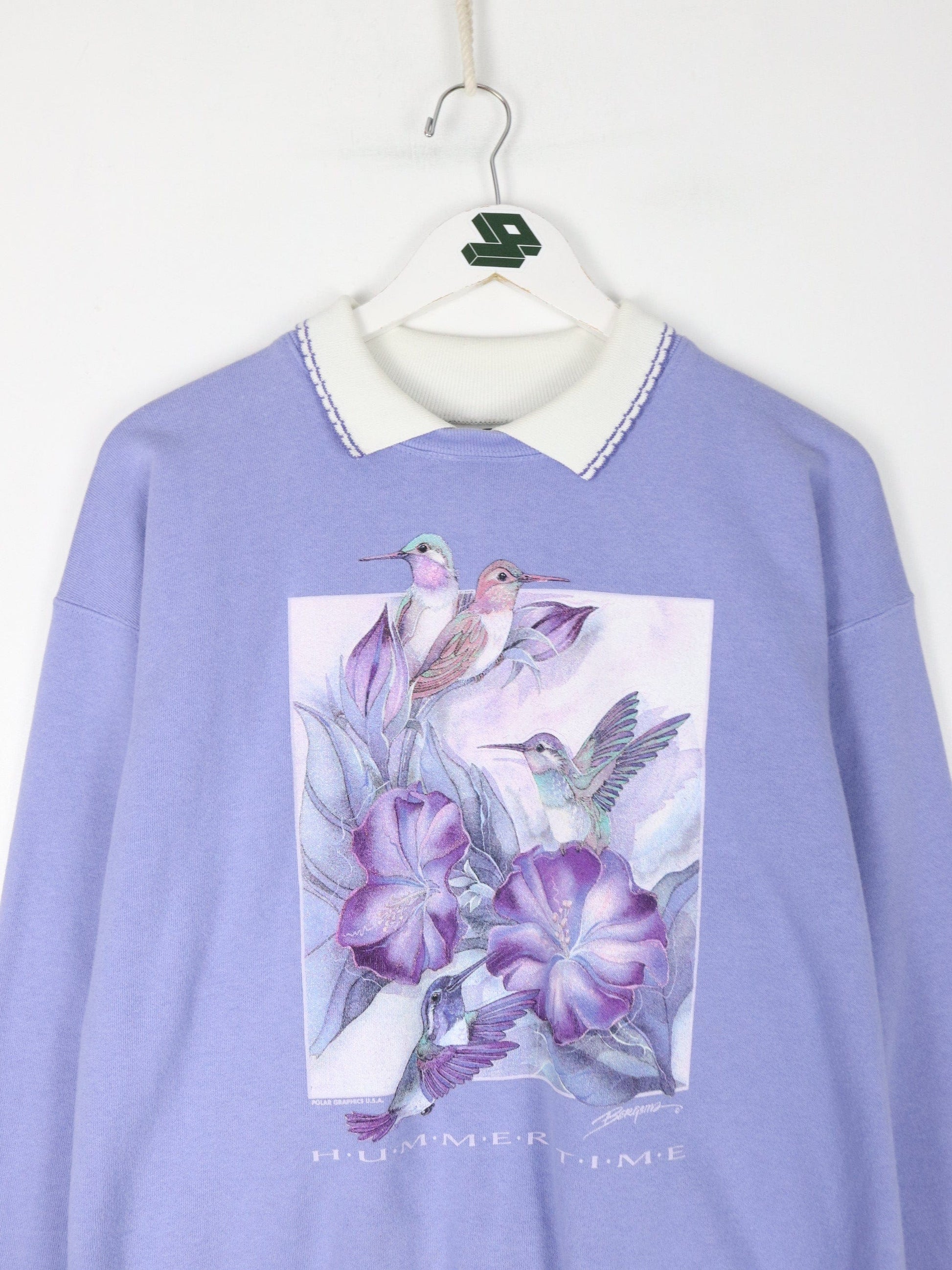 Other Sweatshirts & Hoodies Vintage Hummingbird Sweatshirt Mens Large Purple Collared 90s