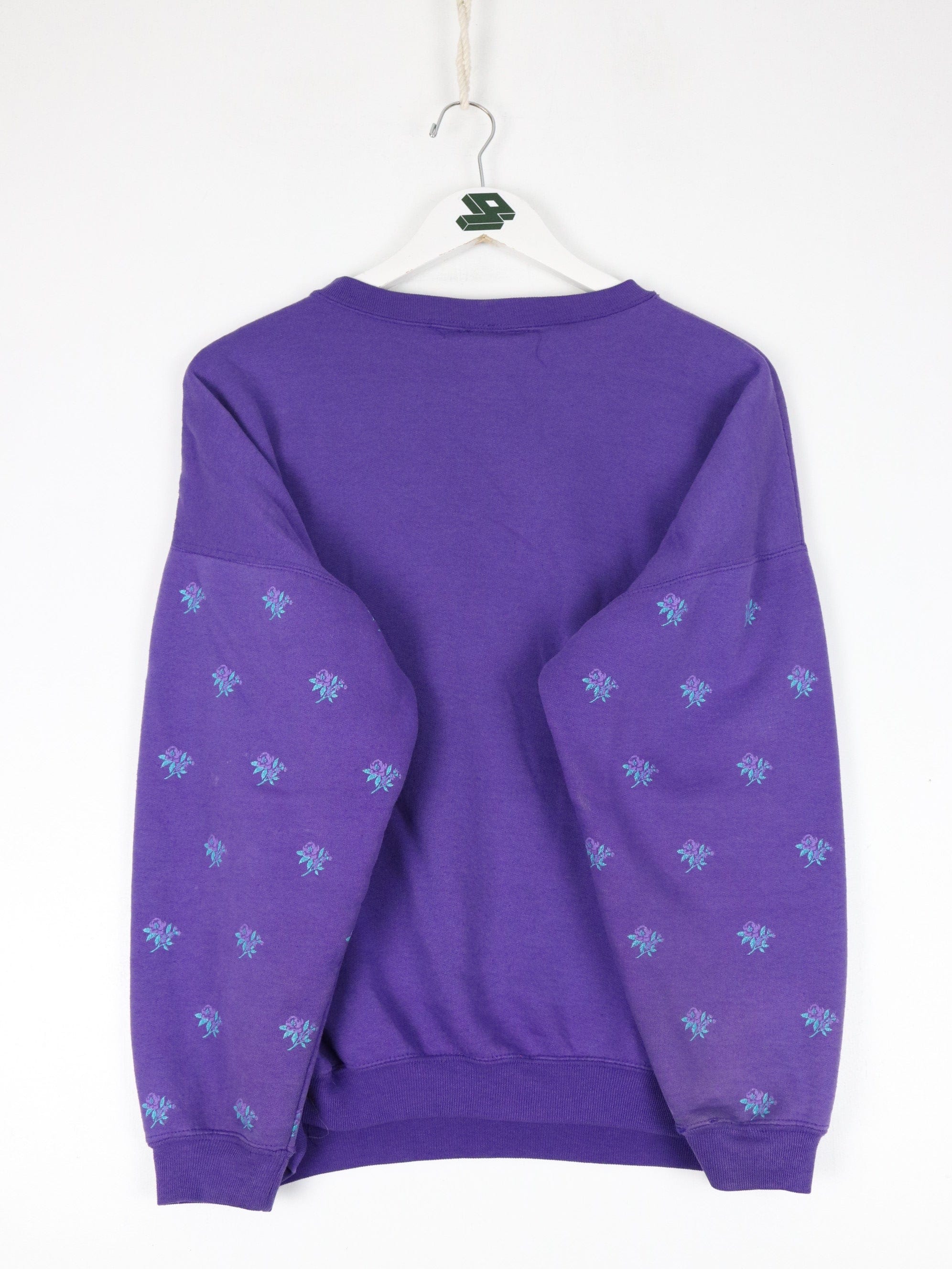 Vintage Lady Foot Locker Sweatshirt Womens Medium Purple Floral