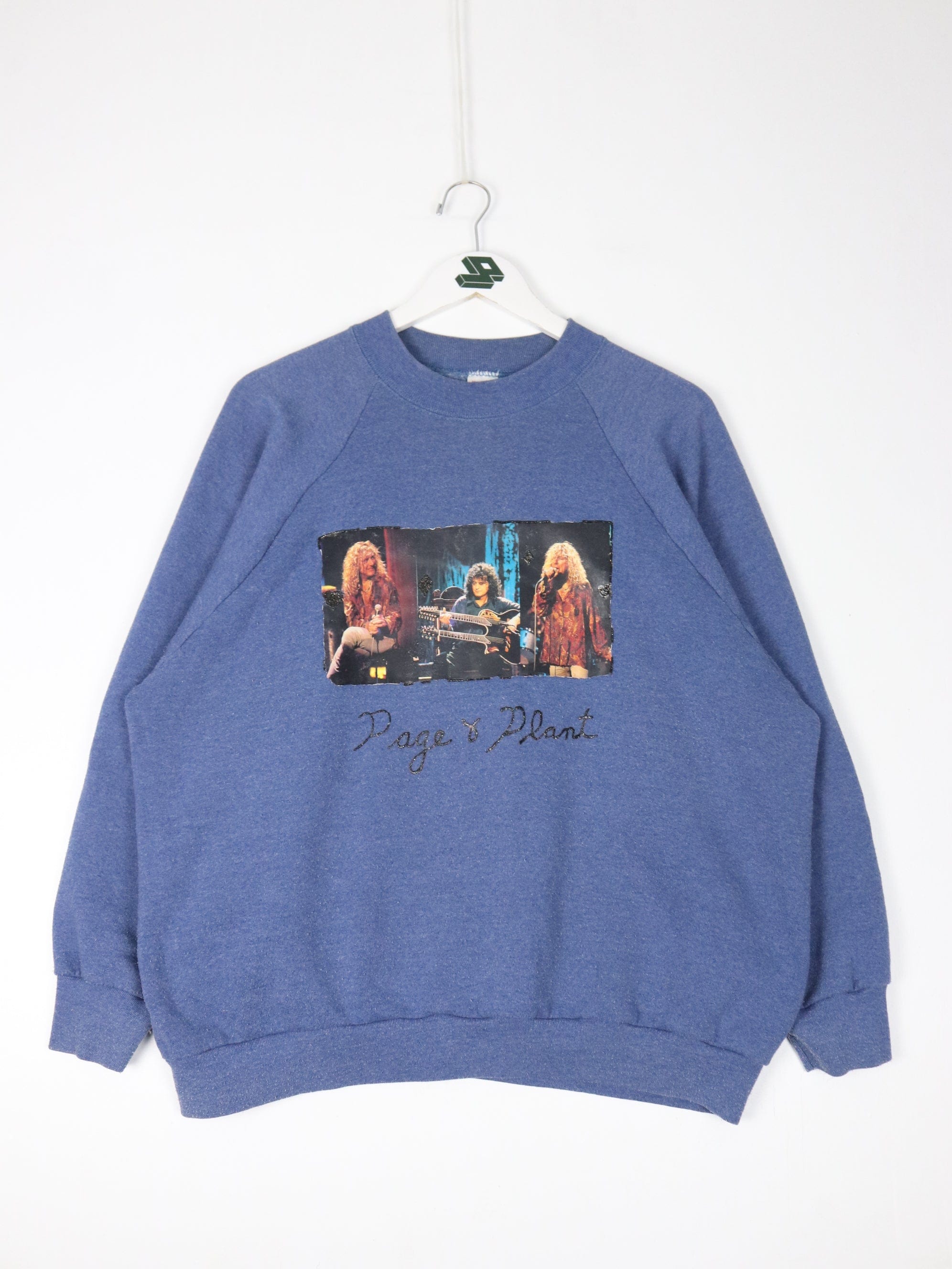 Vintage Led Zeppelin Sweatshirt Fits Mens Medium Blue Band Custom