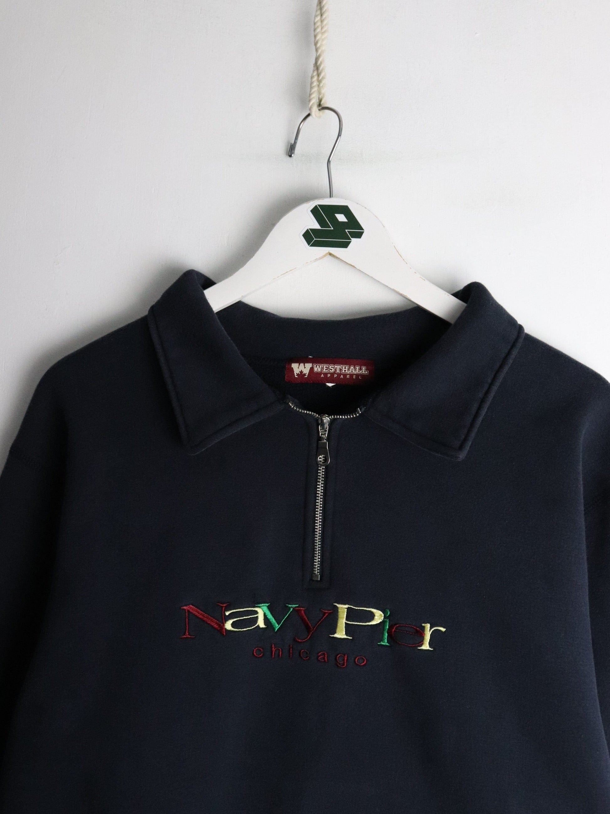 Other Sweatshirts & Hoodies Vintage Navy Pier Sweatshirt Fits Mens Medium Blue Quarter Zip