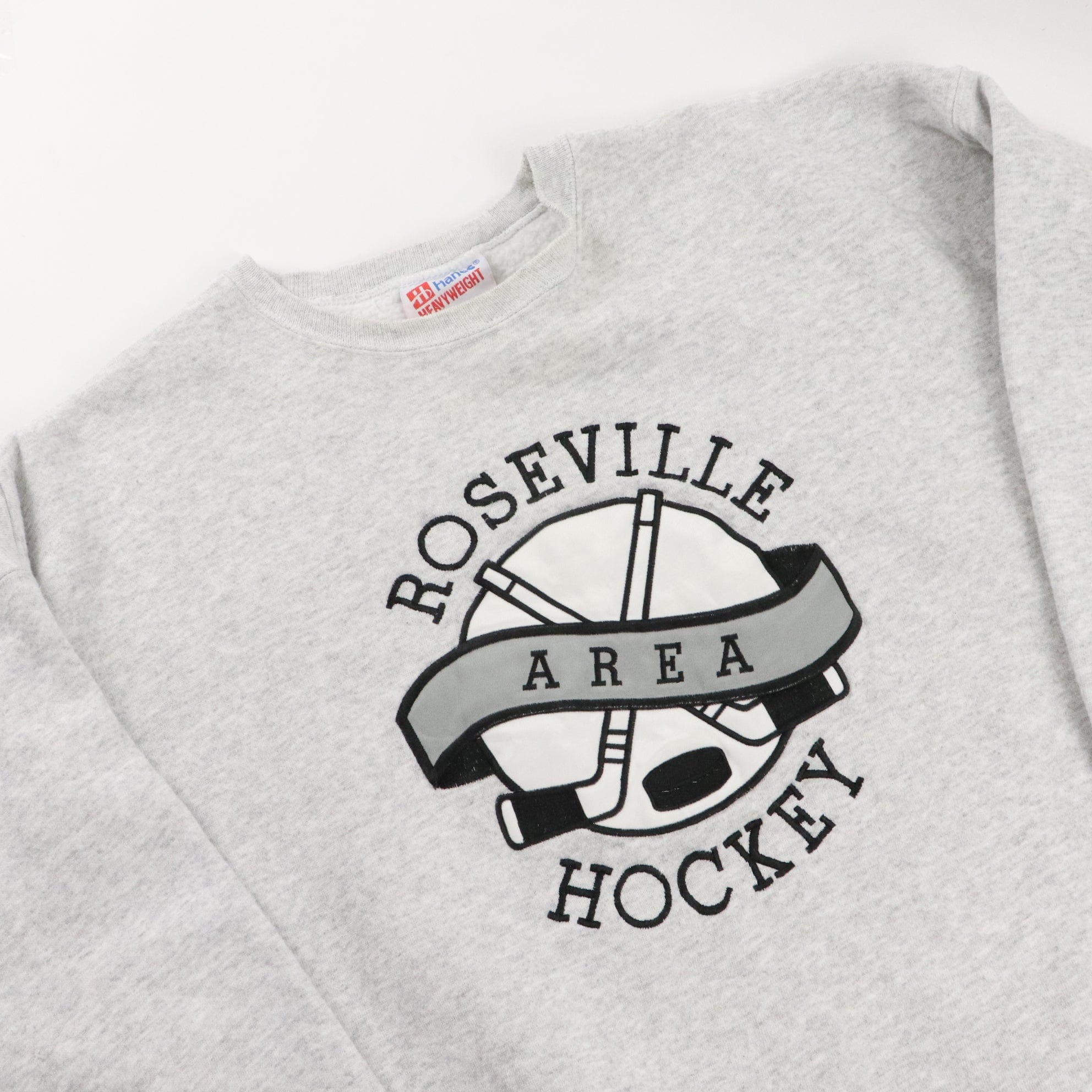 Vintage Roseville Hockey Sweatshirt Mens XL Grey School Athletic Sweater