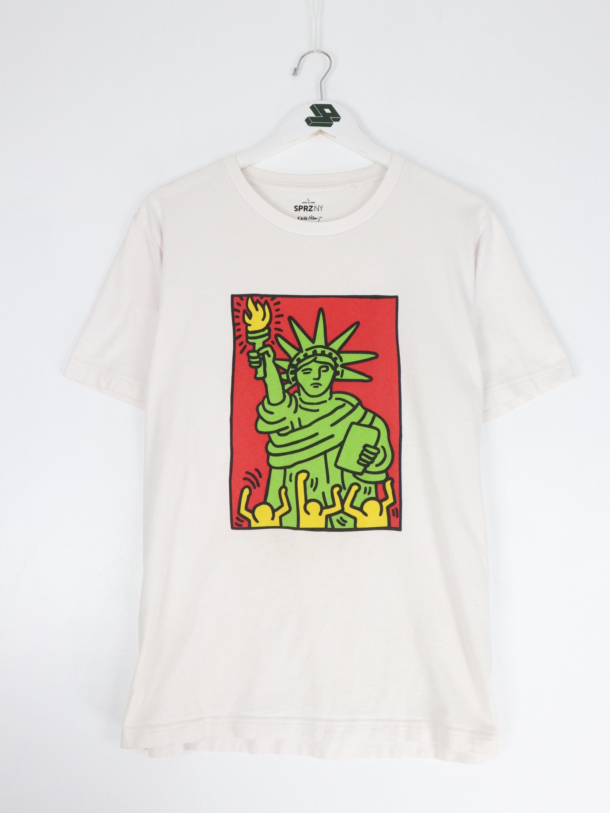 Uniqlo SPRZ NY X Keith Haring T Shirt Mens L White New York Statue