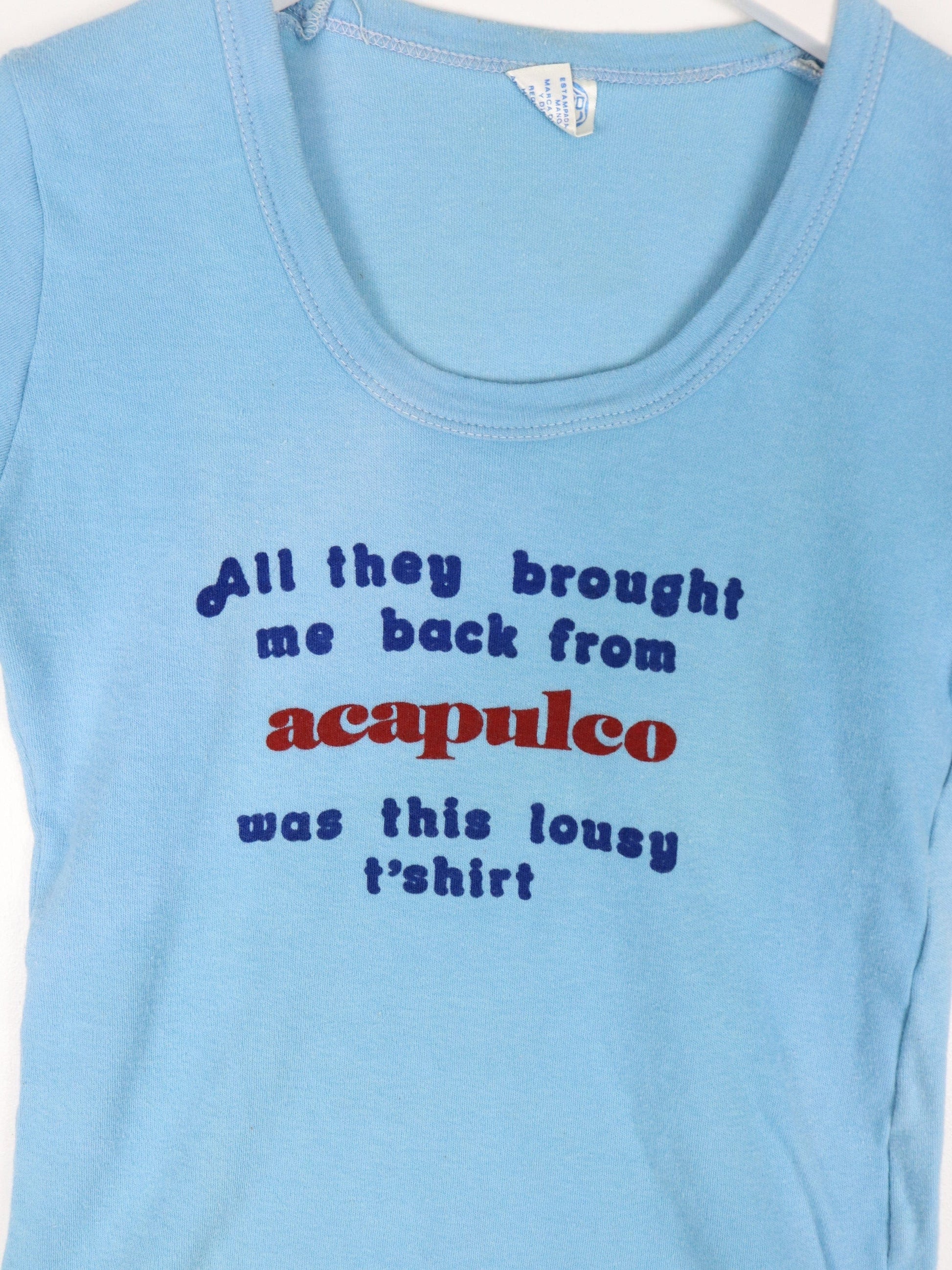 Other T-Shirts & Tank Tops Vintage Acapulco T Shirt Womens XS Baby Tee Blue 80s Funny