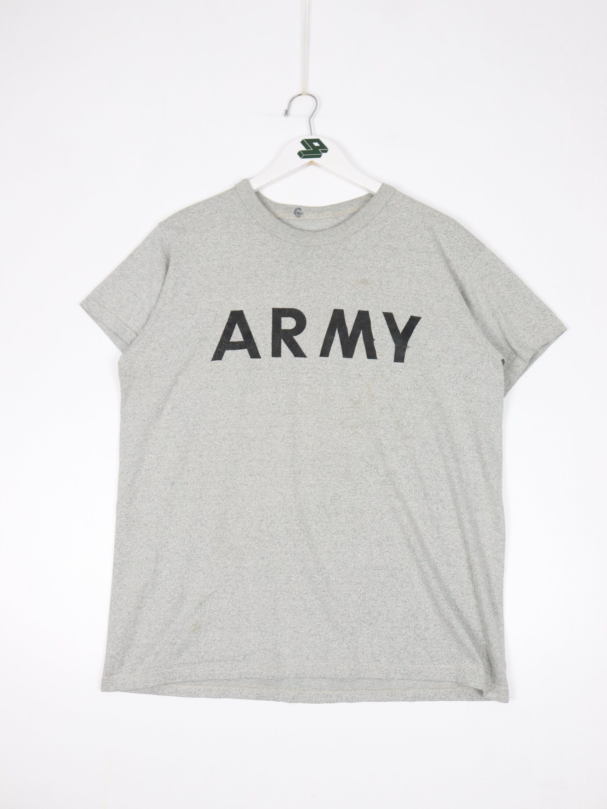 Vintage Army T Shirt Mens Large Grey 90s Athletic Military