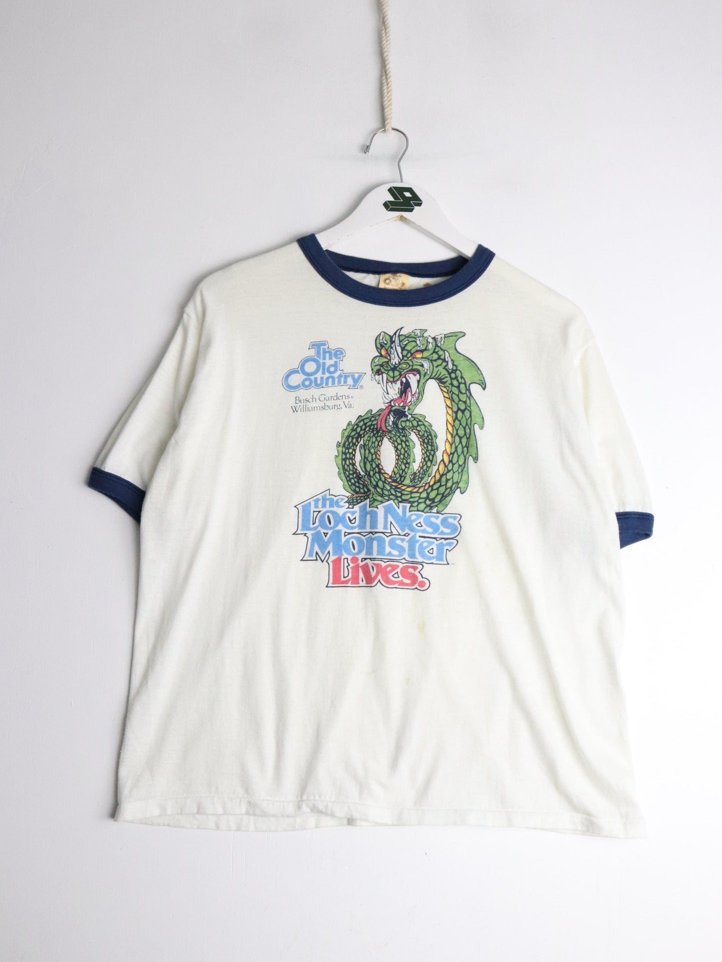 Other T-Shirts & Tank Tops Vintage Busch Gardens Lochness T Shirt Fits Mens Medium White 80s Ringer