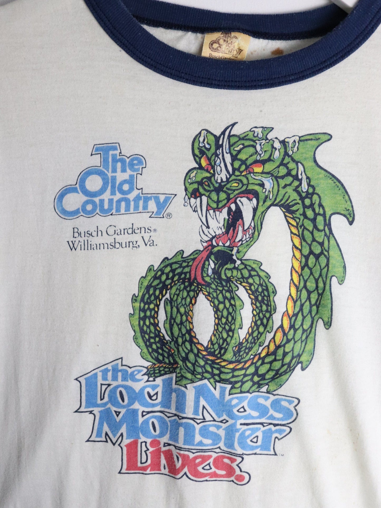 Other T-Shirts & Tank Tops Vintage Busch Gardens Lochness T Shirt Fits Mens Medium White 80s Ringer