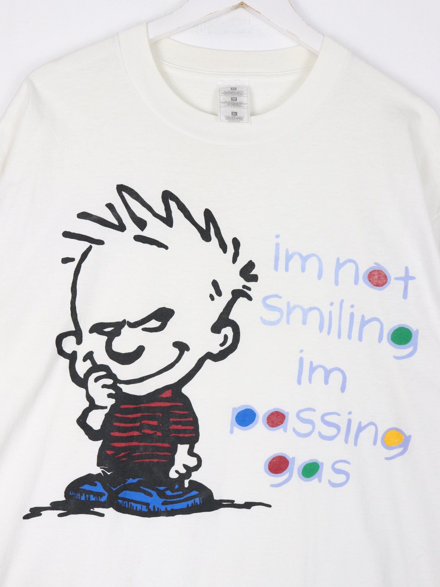 Other T-Shirts & Tank Tops Vintage Calvin & Hobbes T Shirt Mens XL White 90s Funny Passing Gas