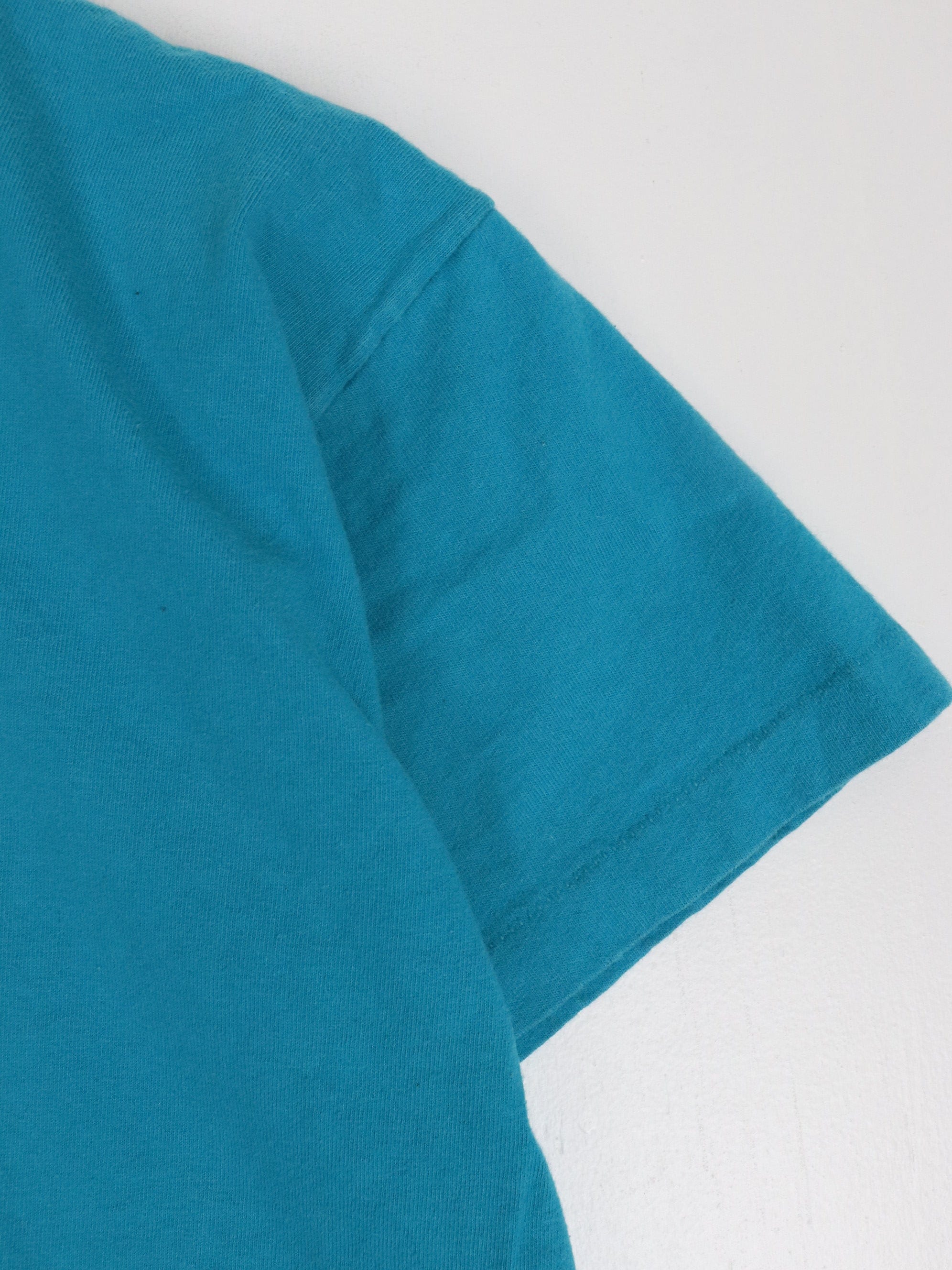 Vintage Hanes Beefy T Shirt Fits Mens Large Blue Blank Pocket 90s