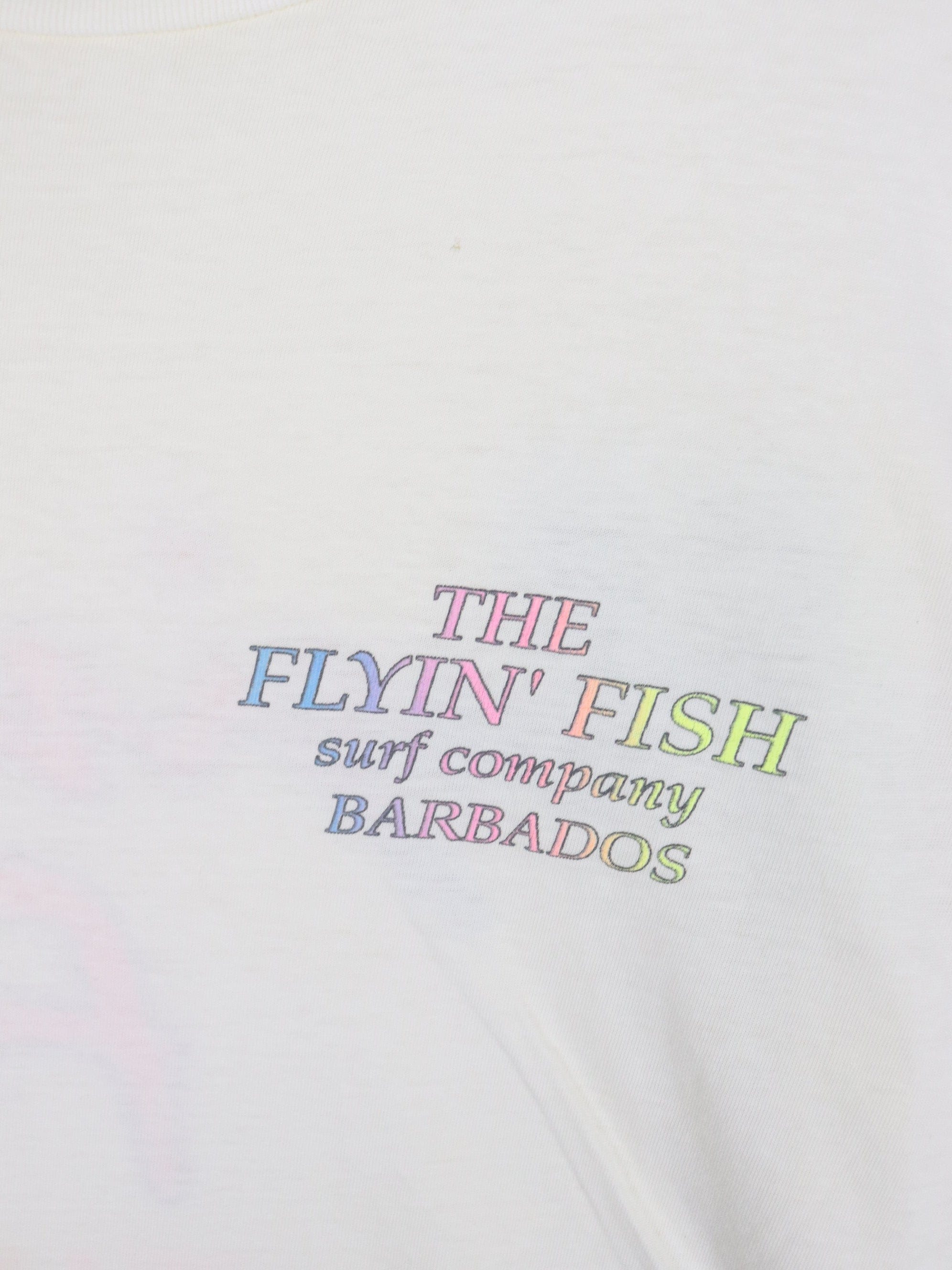 Vintage Flyin' Fish T Shirt Mens Medium White 90s Surf Beach