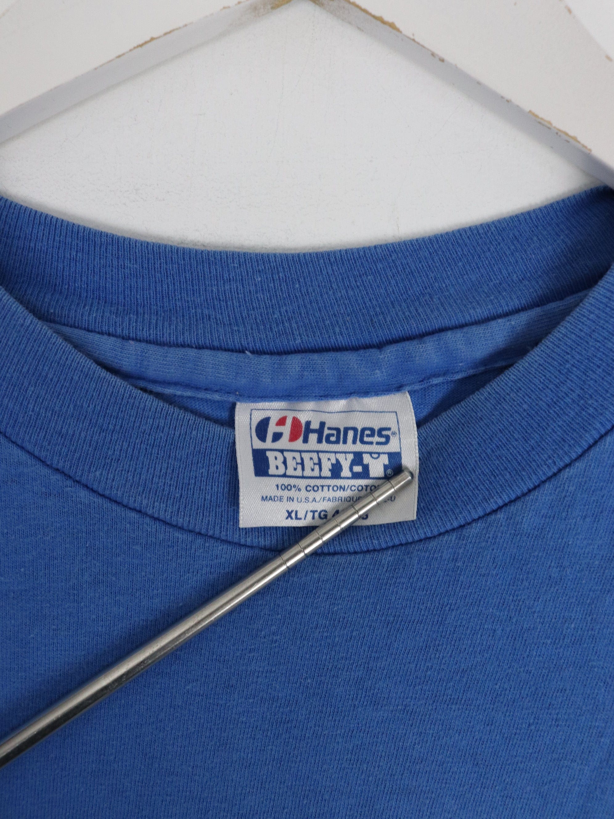 Vintage Hanes Beefy T Shirt Fits Mens Large Blue Blank Pocket 90s – Proper  Vintage