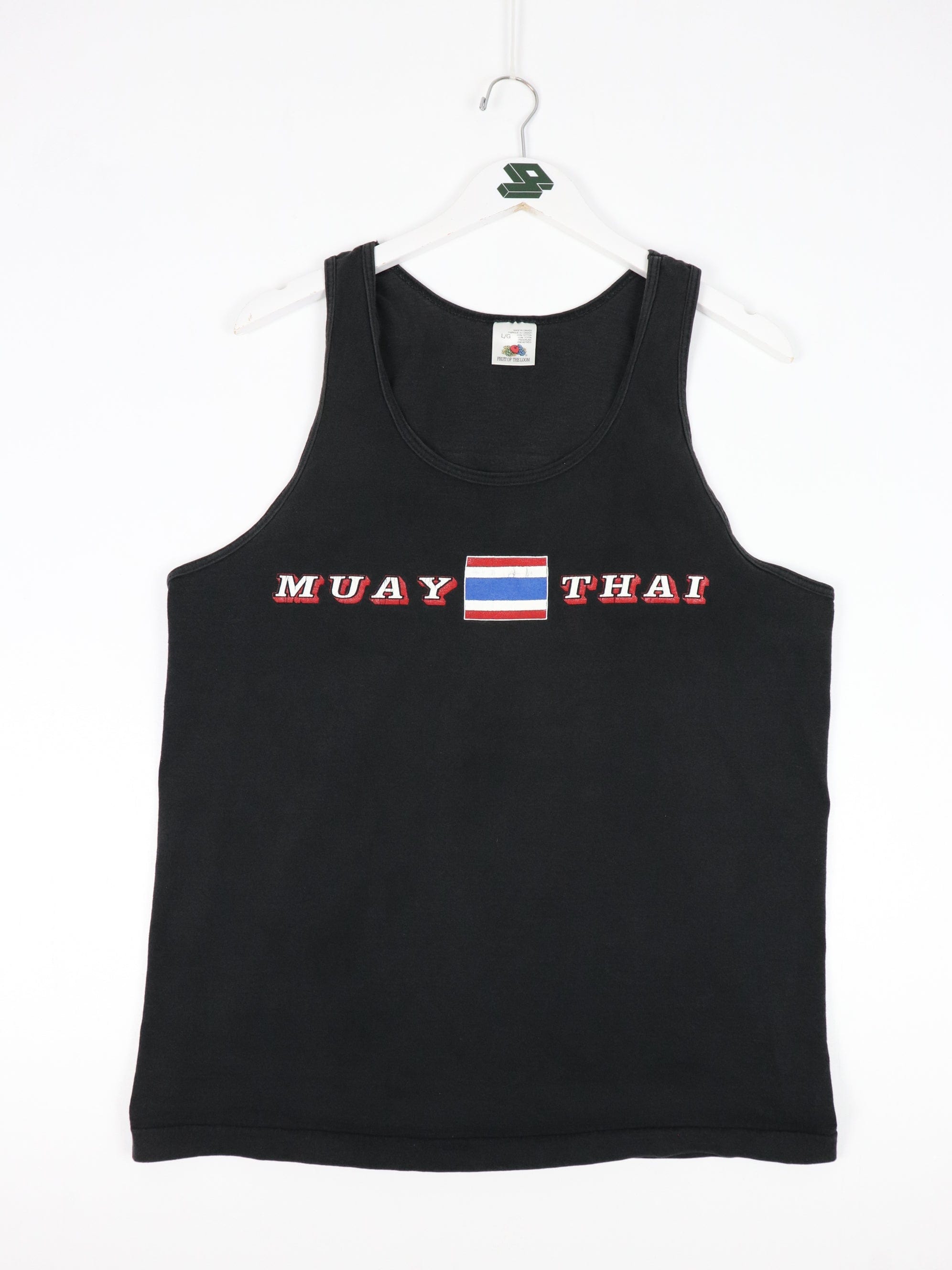 Vintage Muay Thai Tank Top Mens Large Black Martial Arts 90s
