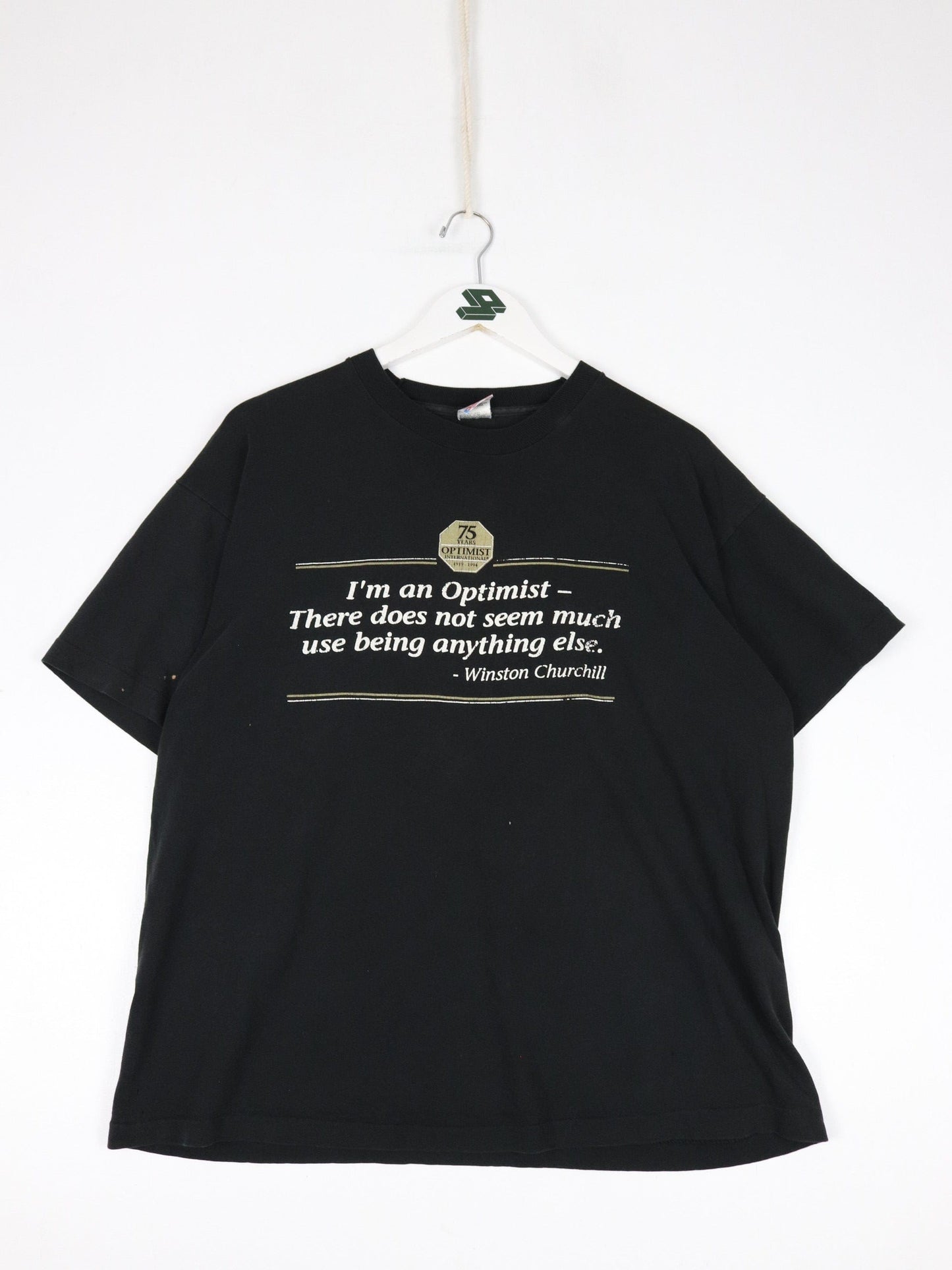 Other T-Shirts & Tank Tops Vintage Optimist Winston Churchill T Shirt Mens XL Black 90s Quote