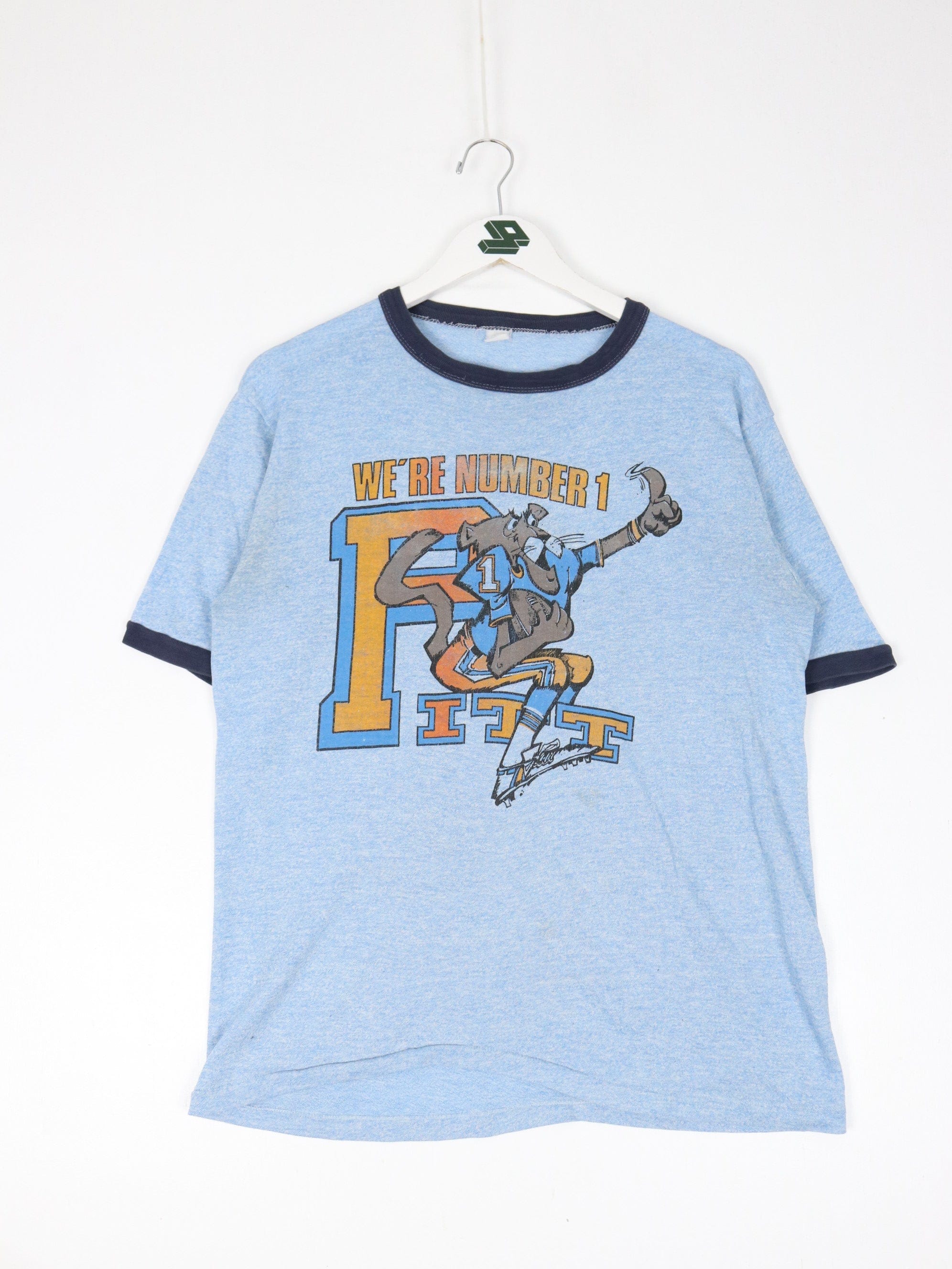 VIntage Pittsburgh Panthers T Shirt Mens Medium Blue Ringer s