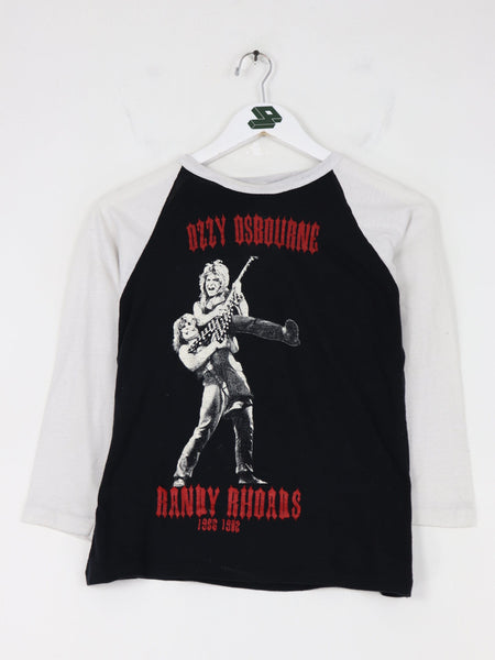 Vintage Randy Rhodes T Shirt Mens S Raglan Ozzy Osbourne Band